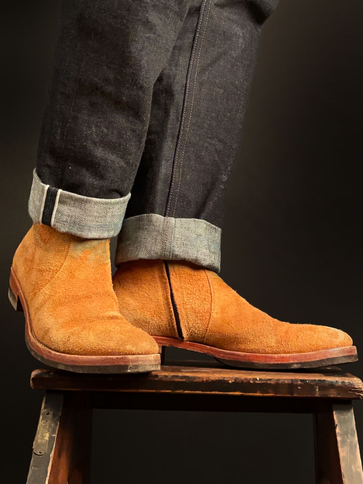 Photo by heathenist on February 3, 2024 of the Briselblack The Stride Side Zip Boots in Badalassi Carlo Cognac Minerva.