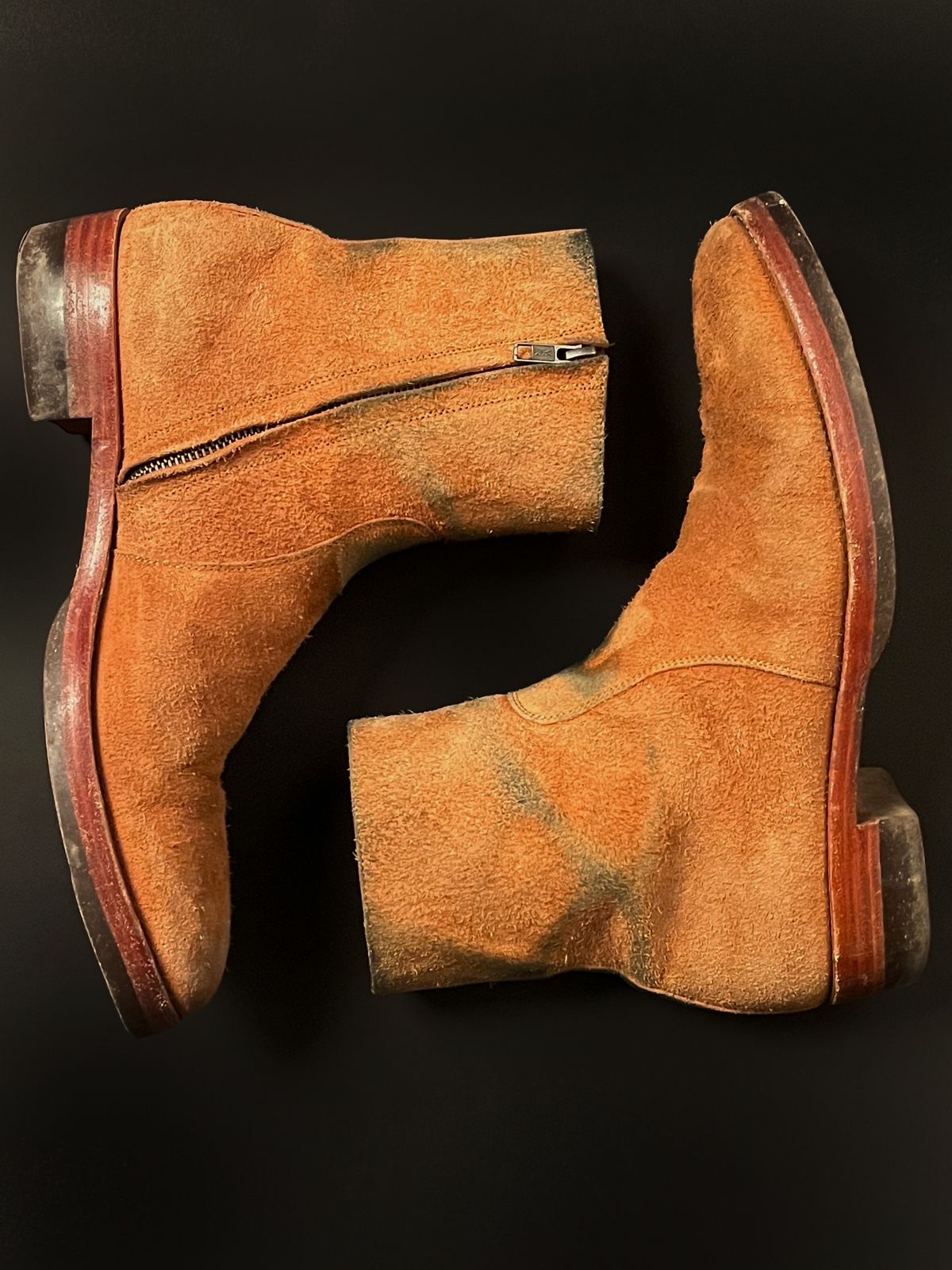 Photo by heathenist on February 3, 2024 of the Briselblack The Stride Side Zip Boots in Badalassi Carlo Cognac Minerva.
