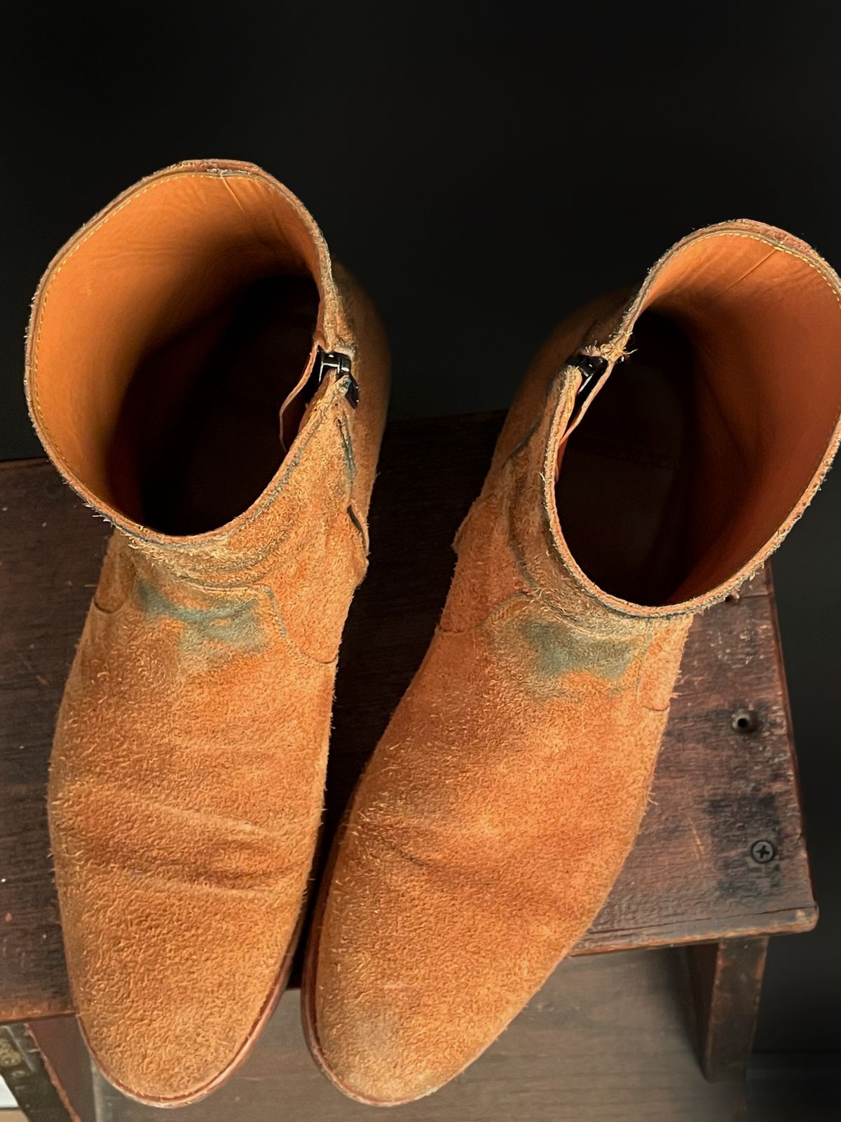 Photo by heathenist on February 3, 2024 of the Briselblack The Stride Side Zip Boots in Badalassi Carlo Cognac Minerva.