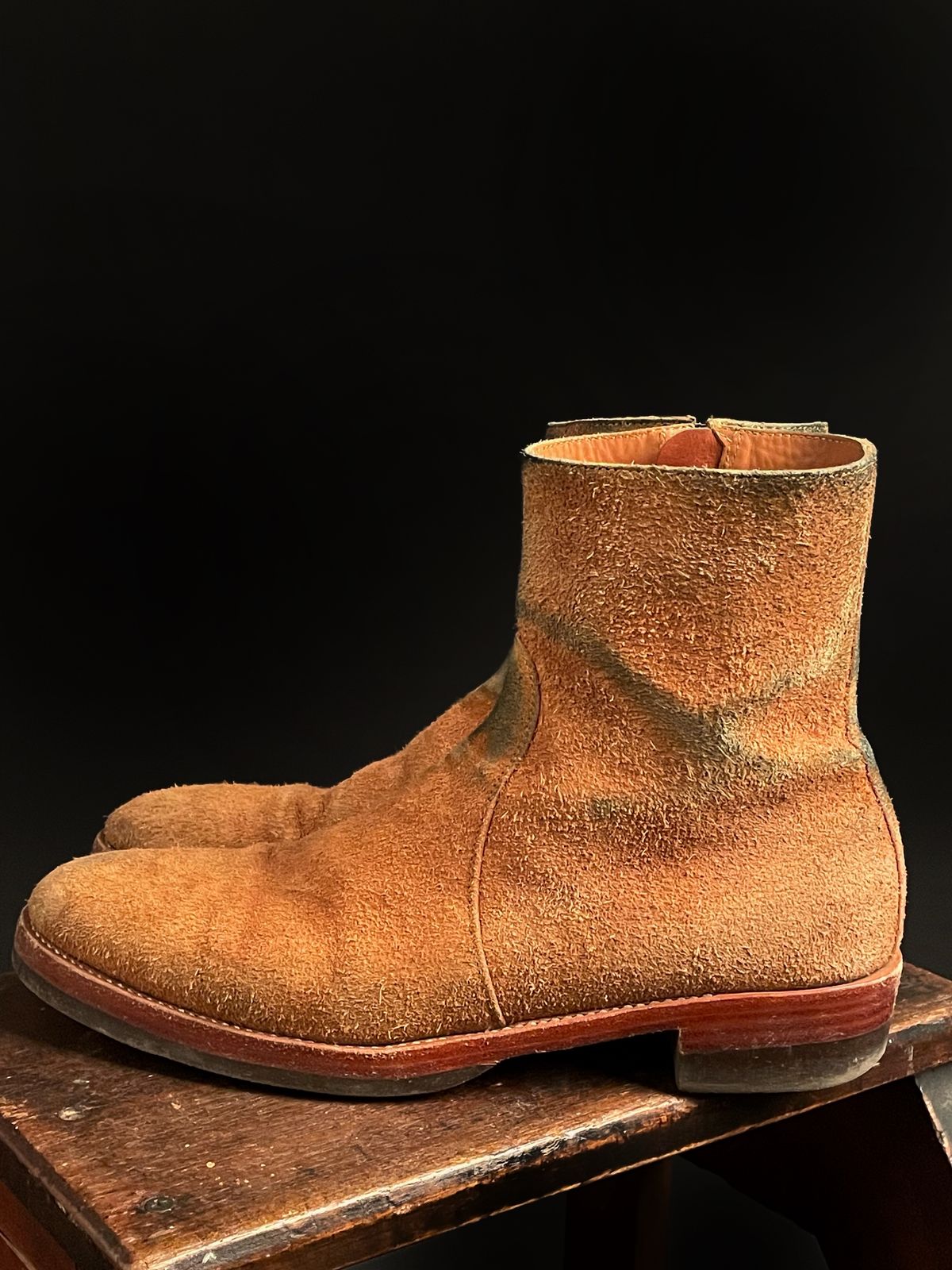 Photo by heathenist on February 3, 2024 of the Briselblack The Stride Side Zip Boots in Badalassi Carlo Cognac Minerva.