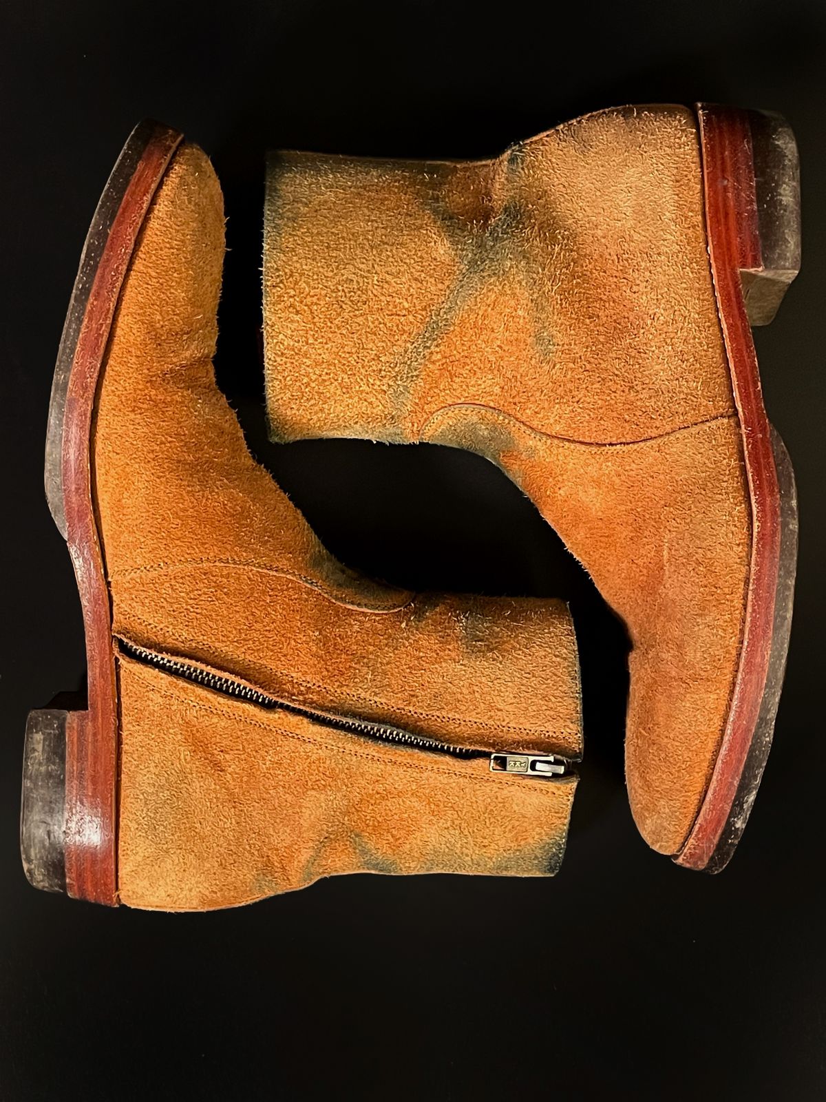 Photo by heathenist on March 4, 2024 of the Briselblack The Stride Side Zip Boots in Badalassi Carlo Cognac Minerva.