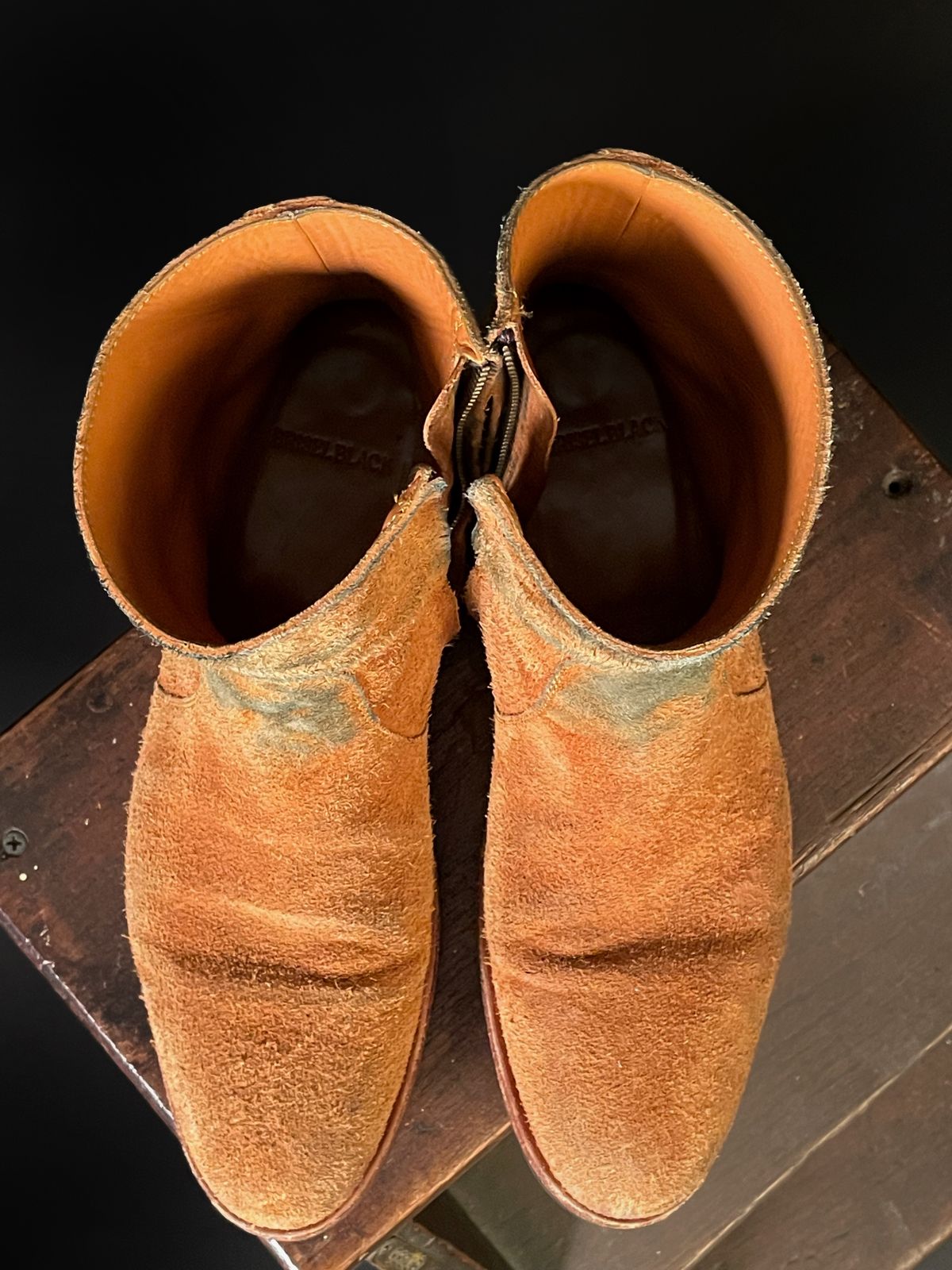 Photo by heathenist on March 4, 2024 of the Briselblack The Stride Side Zip Boots in Badalassi Carlo Cognac Minerva.