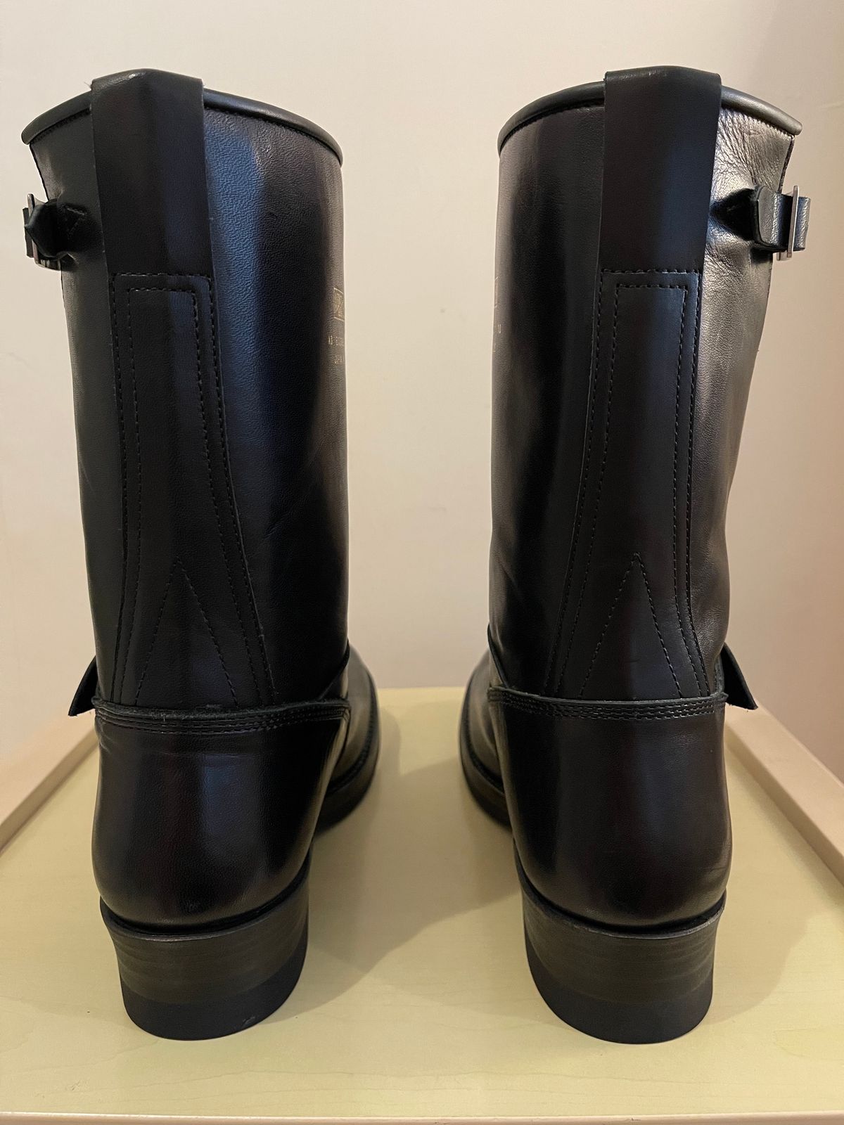 Photo by TY on October 1, 2023 of the Addict Boots AB-01 Engineer Boots in Black Dye-Finished Horsehide.