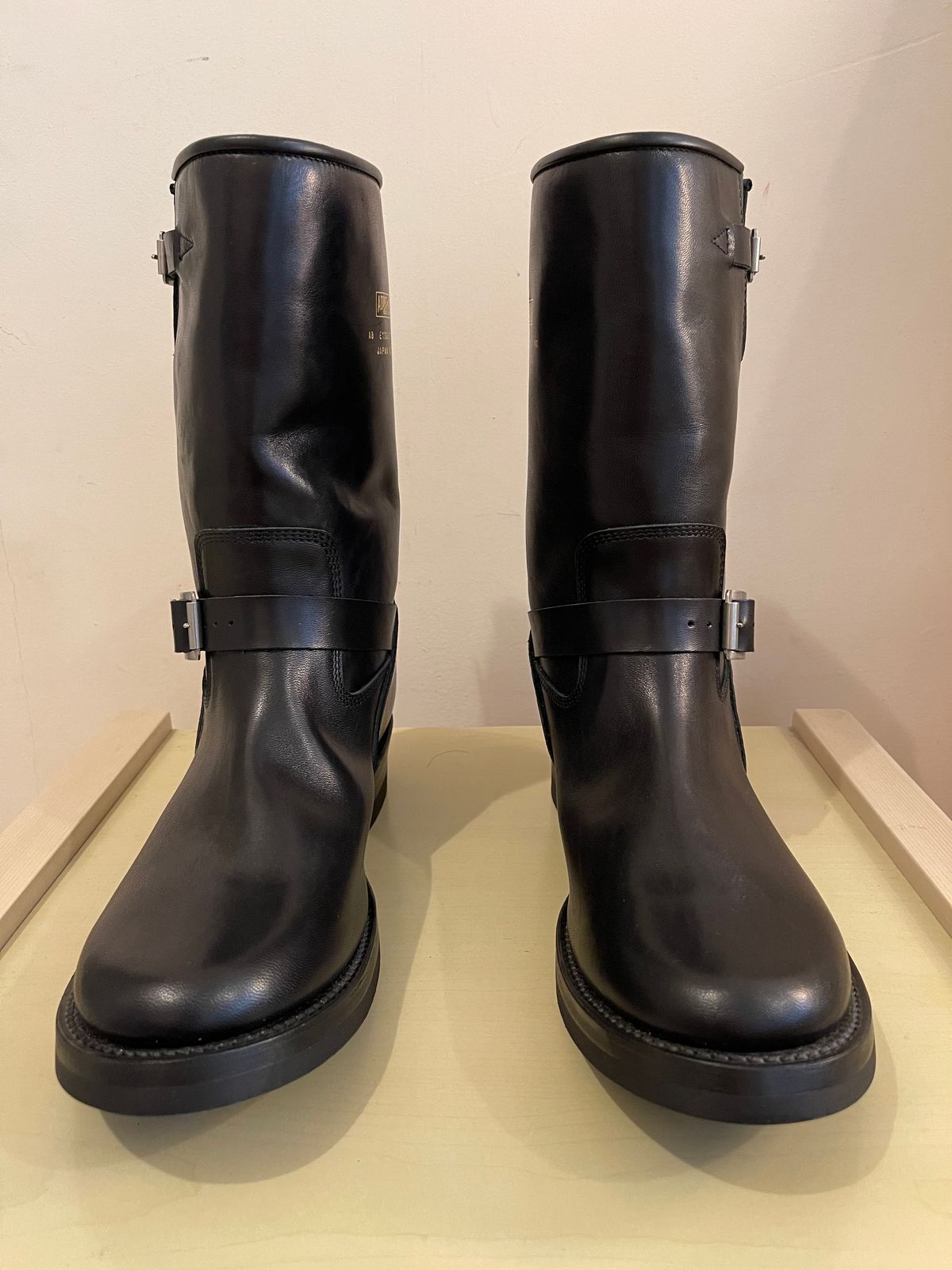 Photo by TY on October 1, 2023 of the Addict Boots AB-01 Engineer Boots in Black Dye-Finished Horsehide.