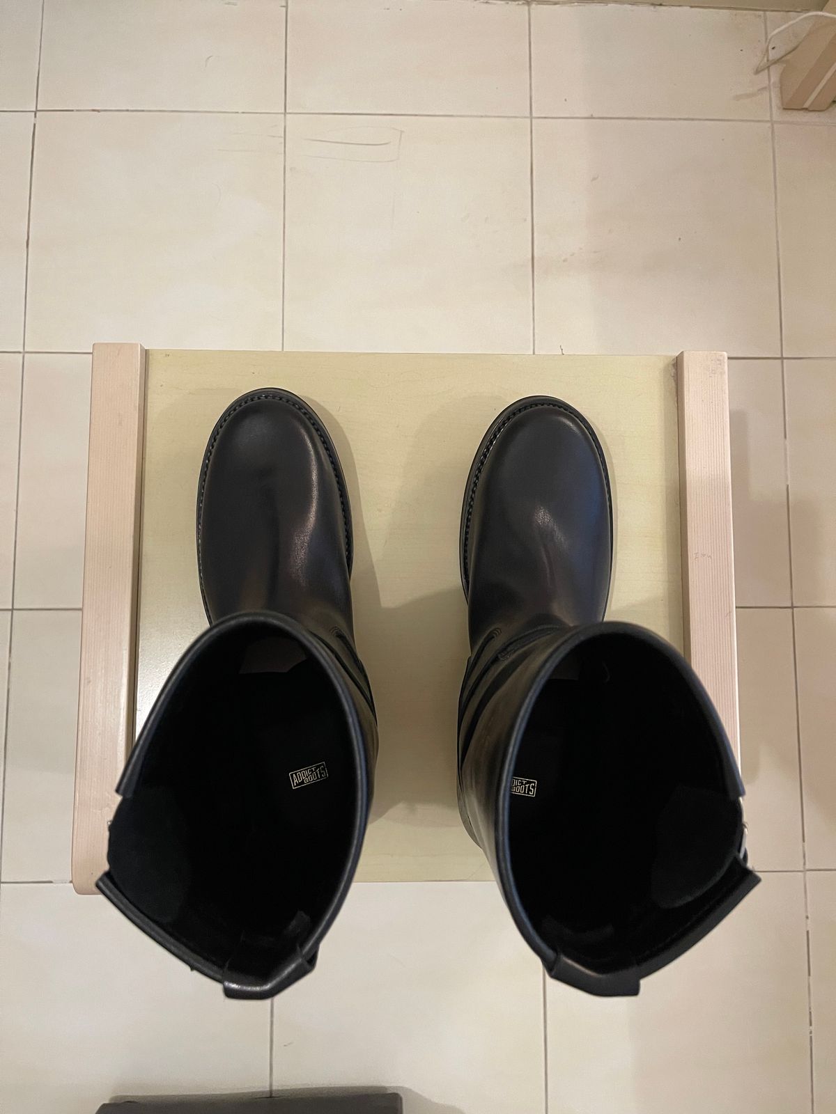 Photo by TY on October 1, 2023 of the Addict Boots AB-01 Engineer Boots in Black Dye-Finished Horsehide.