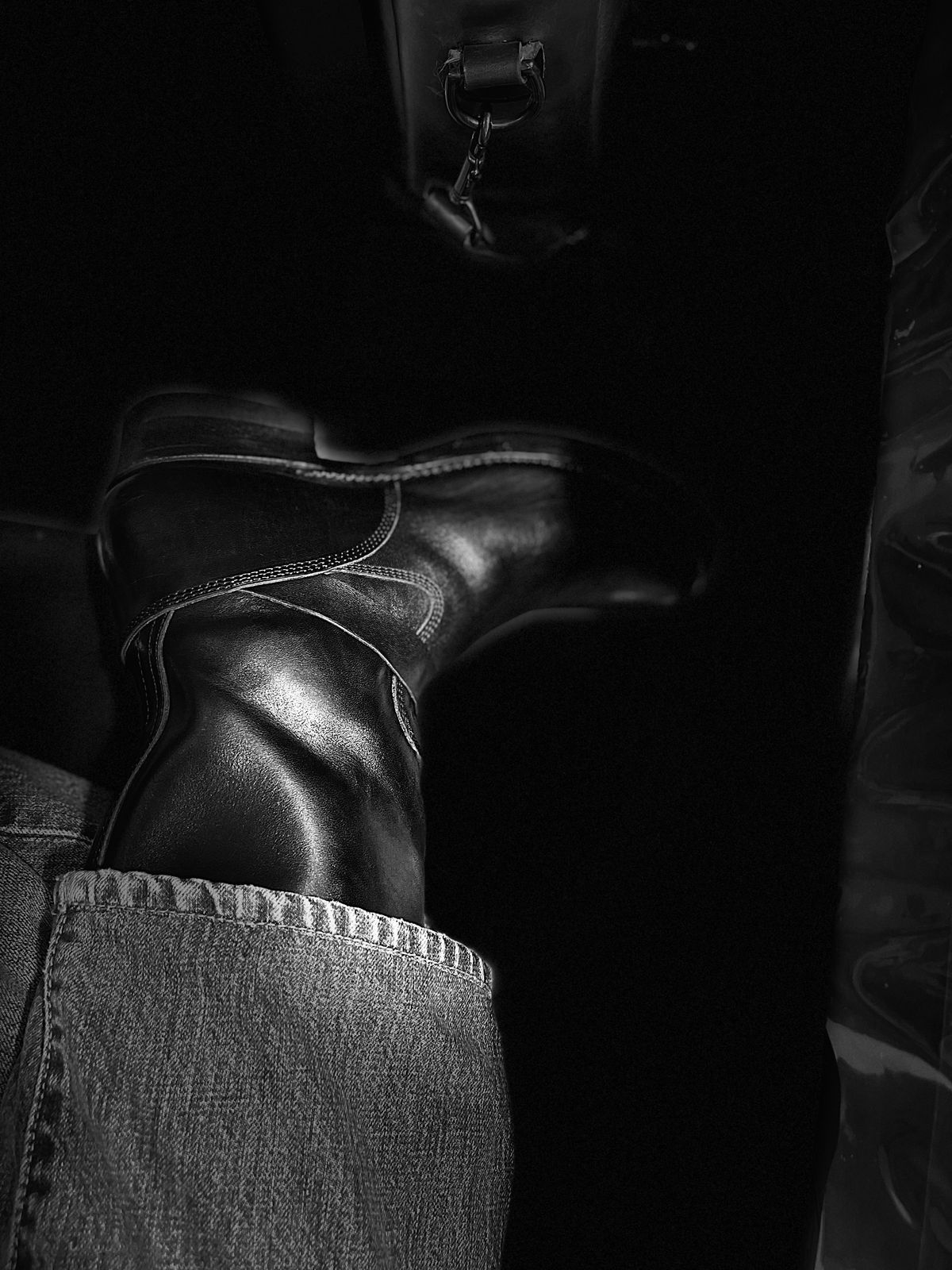 Photo by TY on October 12, 2023 of the Addict Boots AB-01 Engineer Boots in Black Dye-Finished Horsehide.