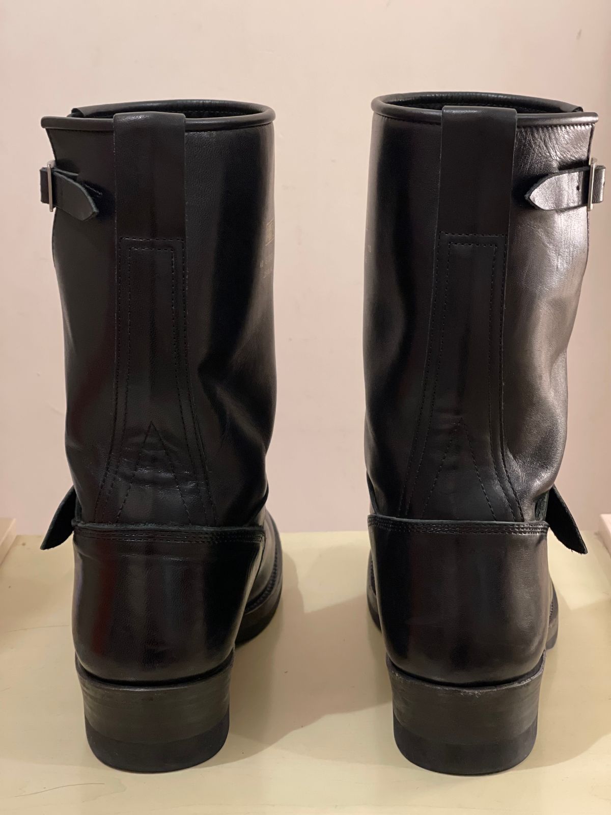 Photo by TY on November 1, 2023 of the Addict Boots AB-01 Engineer Boots in Black Dye-Finished Horsehide.