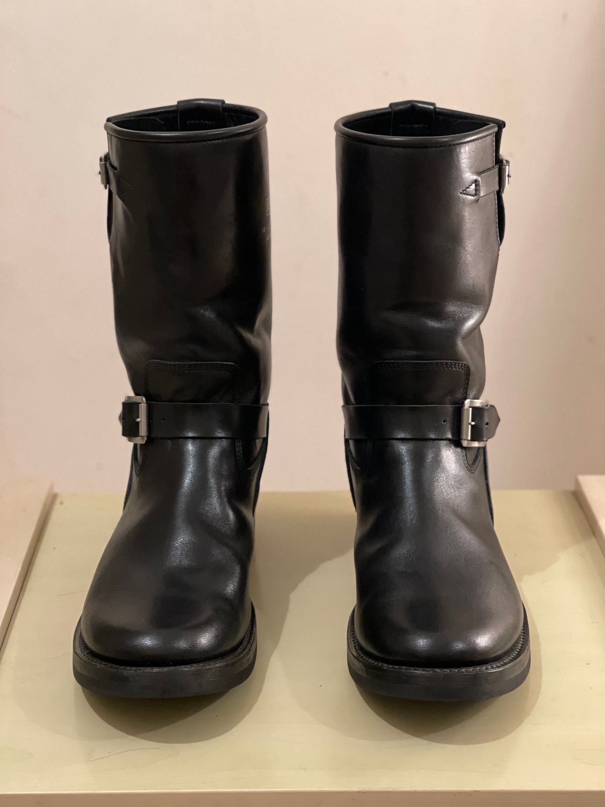 Photo by TY on November 1, 2023 of the Addict Boots AB-01 Engineer Boots in Black Dye-Finished Horsehide.