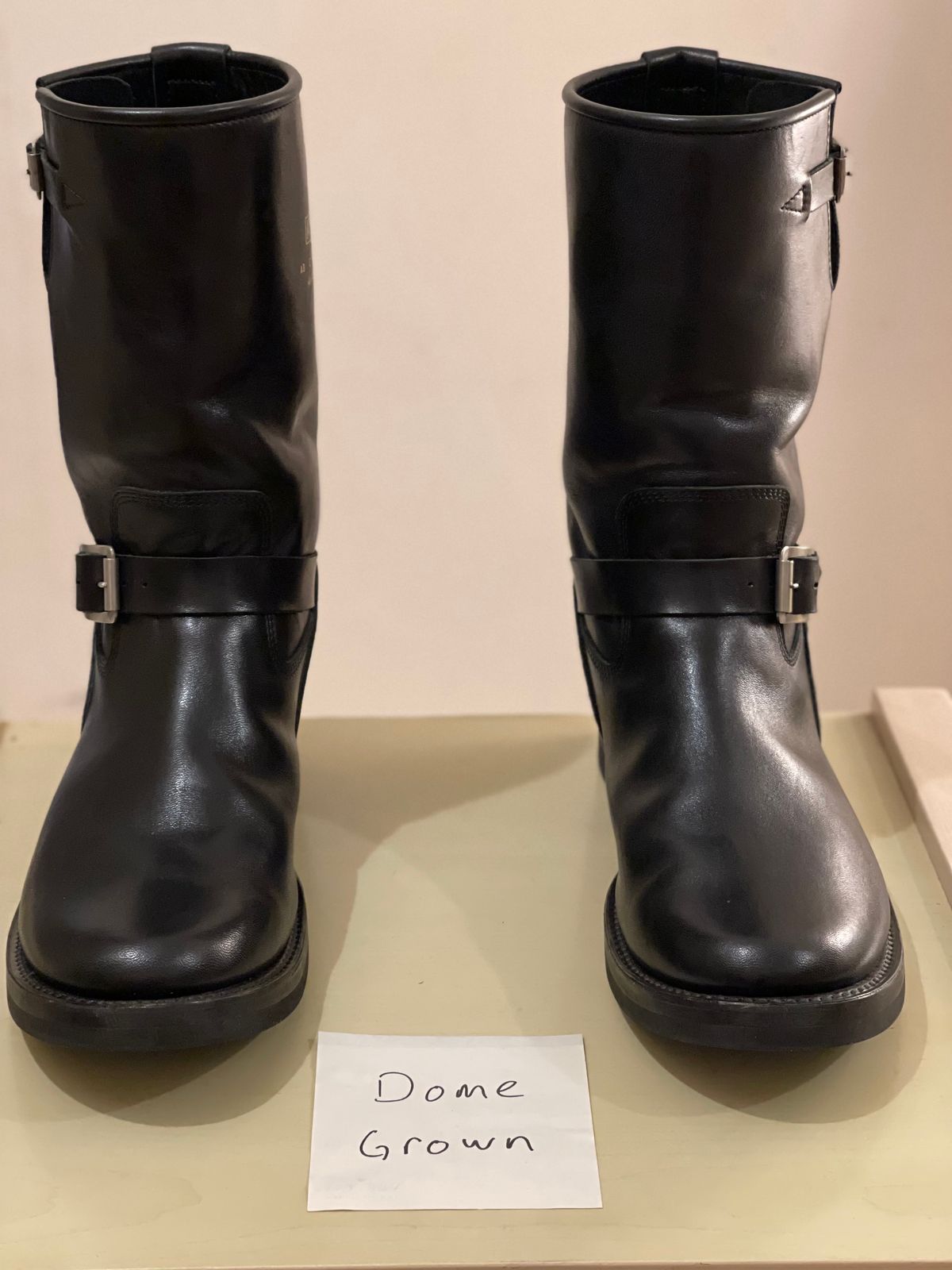 Photo by TY on November 1, 2023 of the Addict Boots AB-01 Engineer Boots in Black Dye-Finished Horsehide.