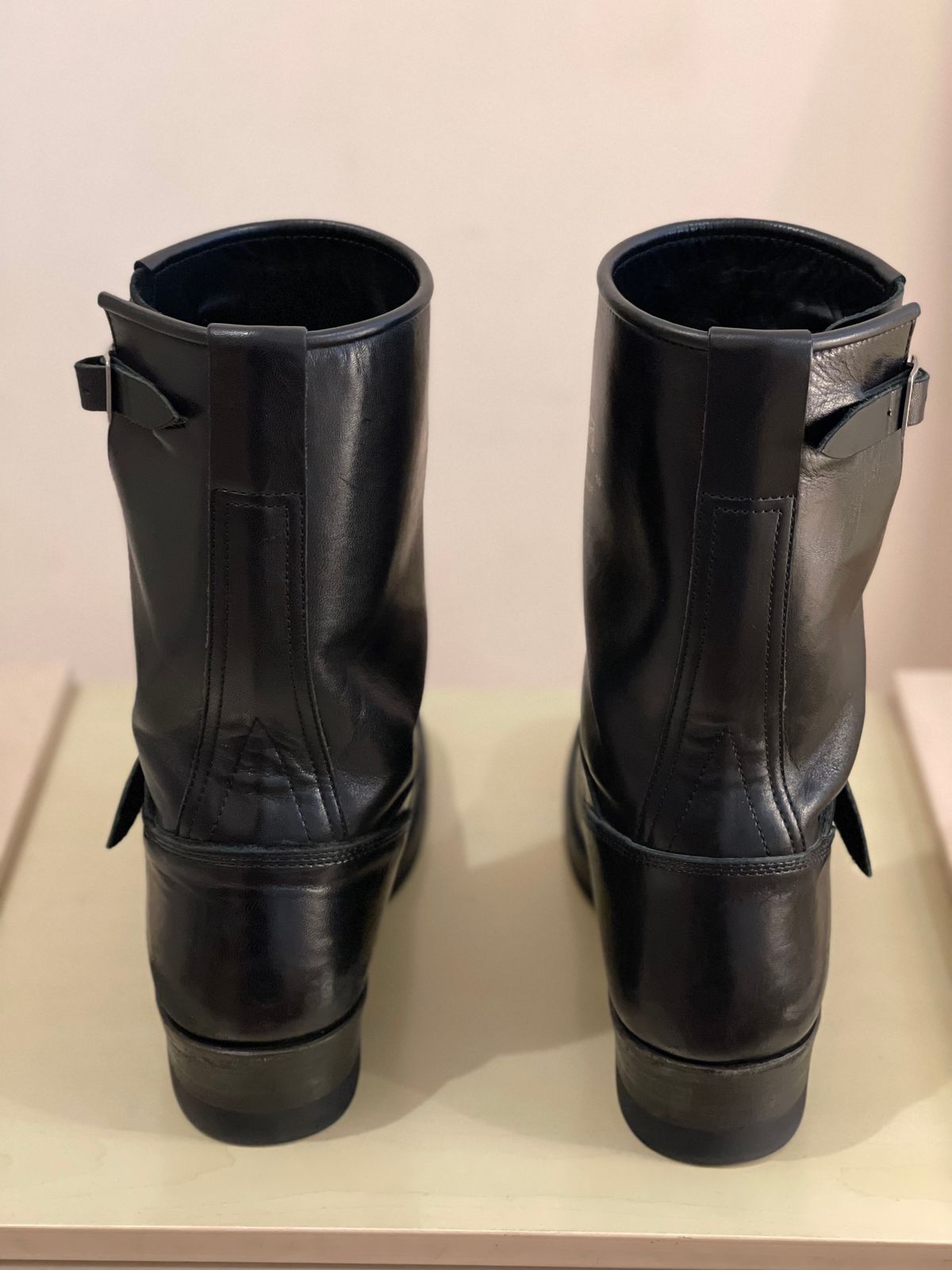 Photo by TY on December 1, 2023 of the Addict Boots AB-01 Engineer Boots in Black Dye-Finished Horsehide.