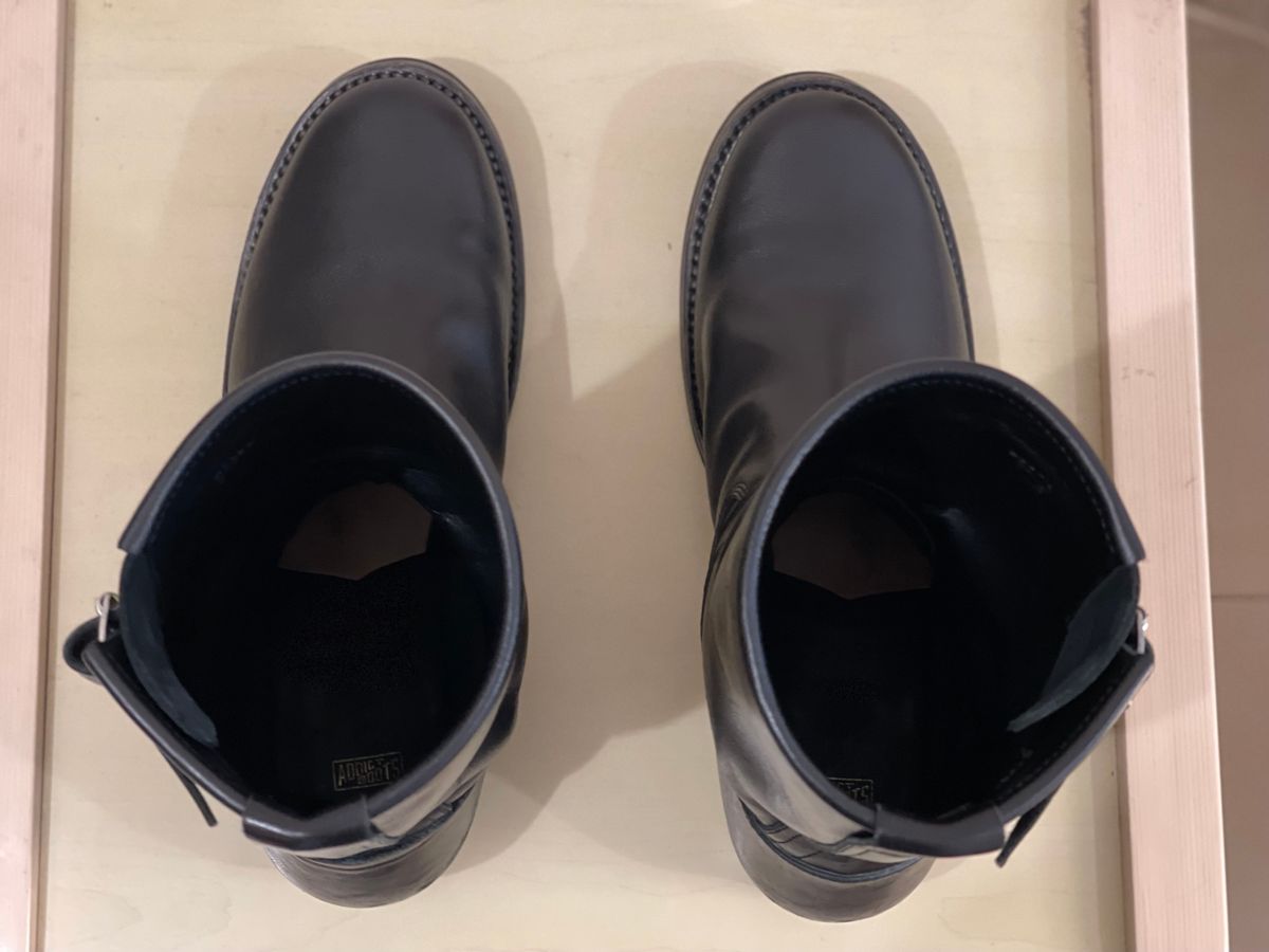 Photo by TY on December 1, 2023 of the Addict Boots AB-01 Engineer Boots in Black Dye-Finished Horsehide.
