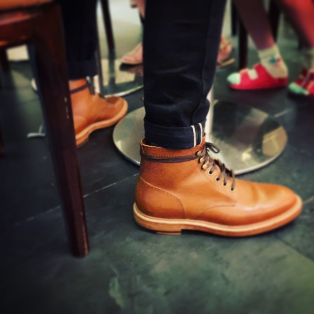 Photo by TY on March 21, 2021 of the Grant Stone Diesel Boot in Badalassi Carlo Saddle Tan Minerva.