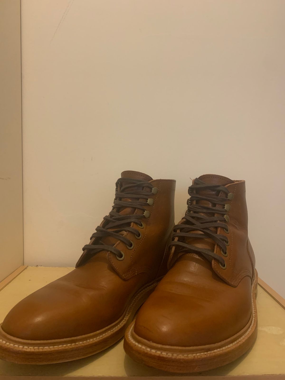 Photo by TY on January 27, 2021 of the Grant Stone Diesel Boot in Badalassi Carlo Saddle Tan Minerva.