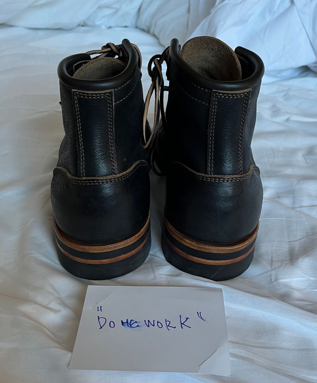Photo by marcelovgodoy on October 1, 2022 of the Truman Service Boot in Unlisted Leather.