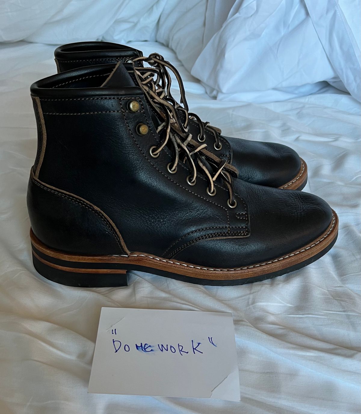 Photo by marcelovgodoy on October 1, 2022 of the Truman Service Boot in Unlisted Leather.