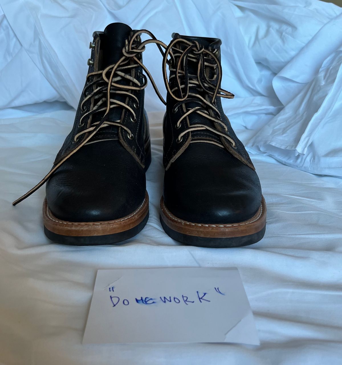 Photo by marcelovgodoy on October 1, 2022 of the Truman Service Boot in Unlisted Leather.