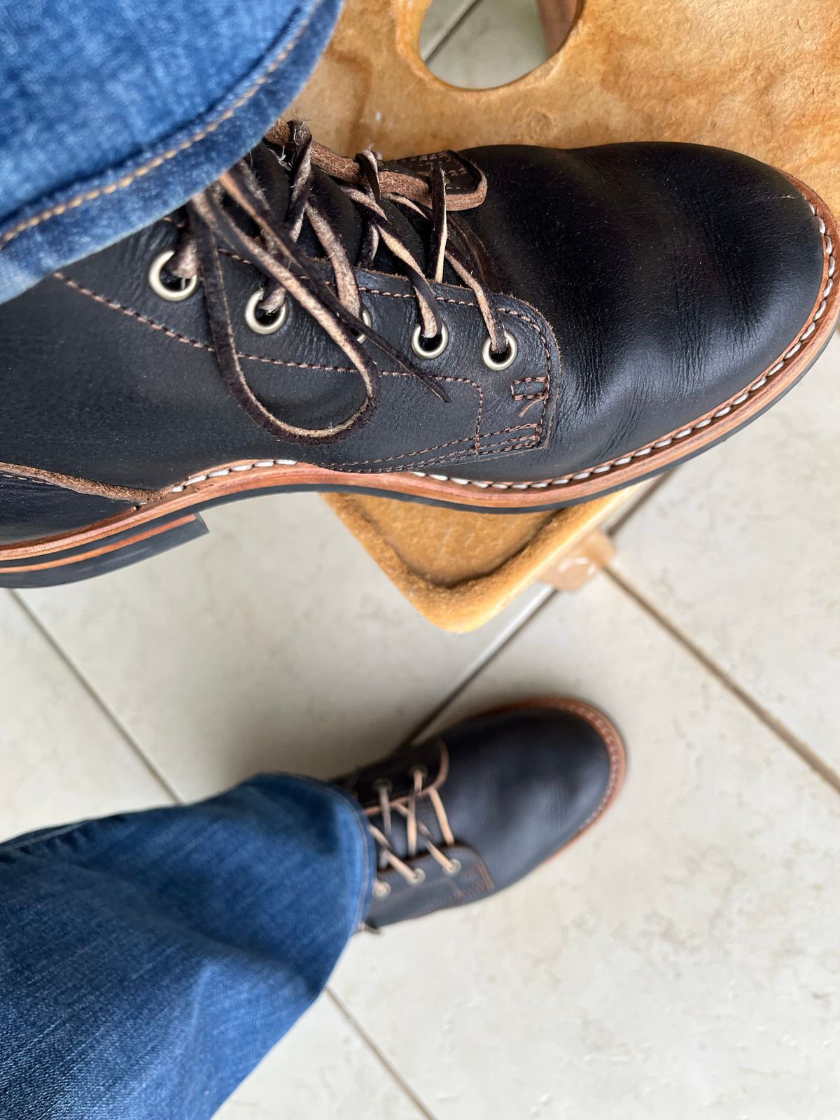 Photo by marcelovgodoy on October 15, 2022 of the Truman Service Boot in Unlisted Leather.
