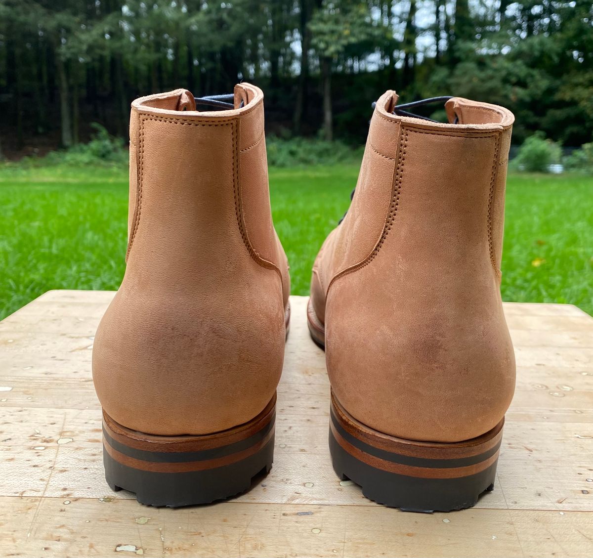 Photo by AgEcho on October 1, 2023 of the Viberg Service Boot BCT in Horween Natural Crust Double Cordovan.