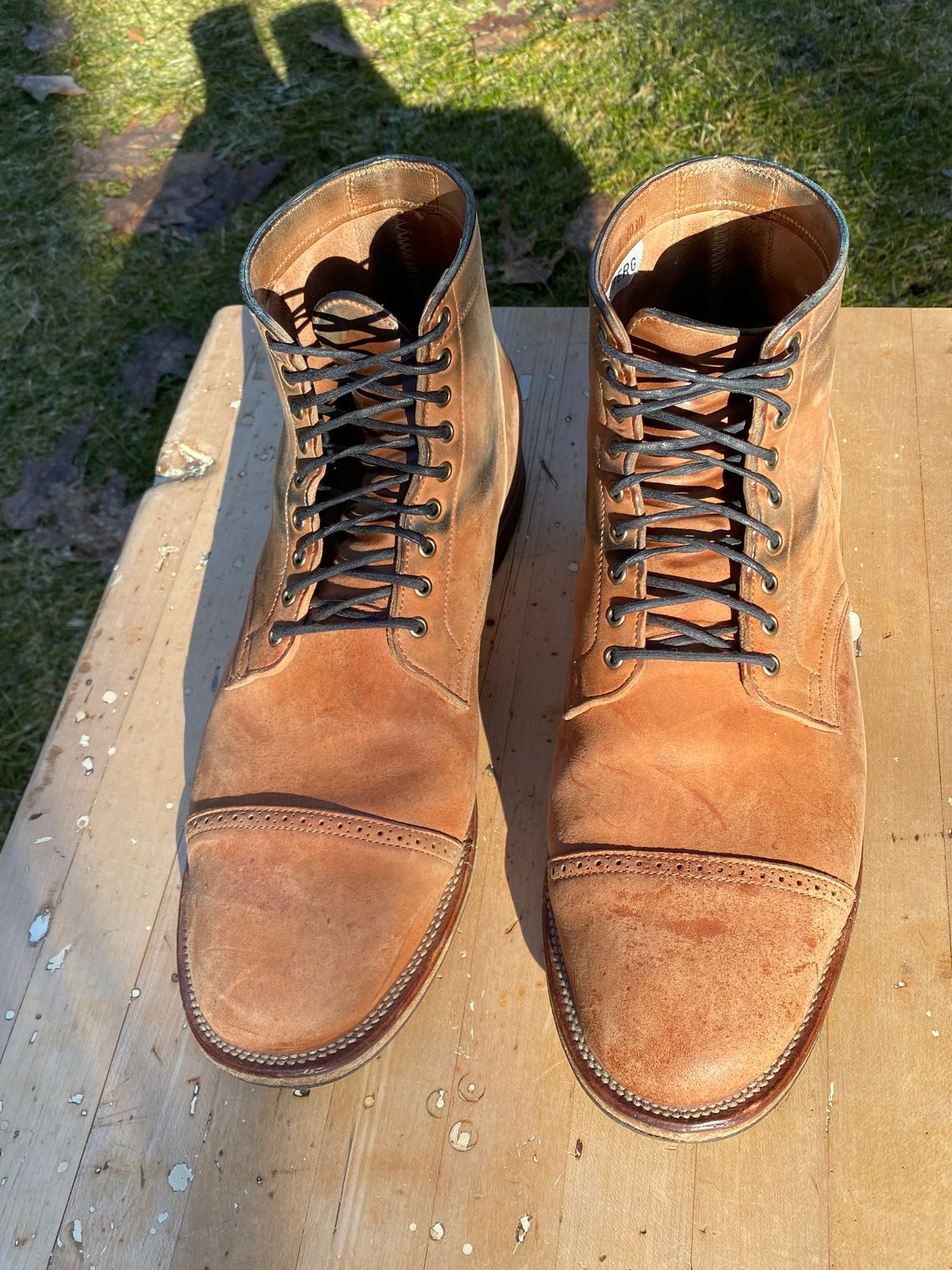 Photo by AgEcho on March 1, 2024 of the Viberg Service Boot BCT in Horween Natural Crust Double Cordovan.