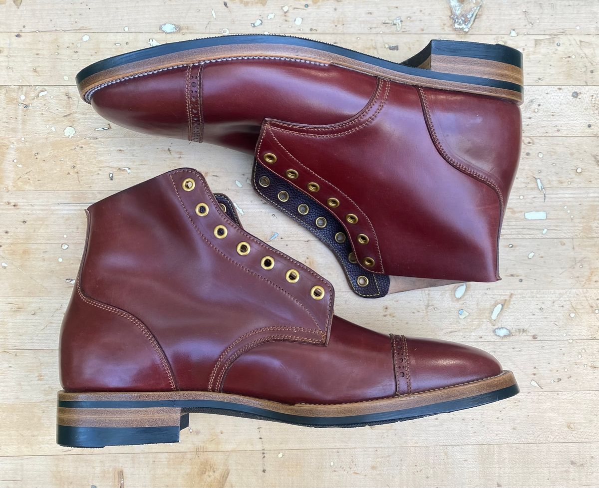Photo by AgEcho on September 21, 2025 of the Iron Boots Devil Dog in Maryam Ruggine Shell Cordovan.
