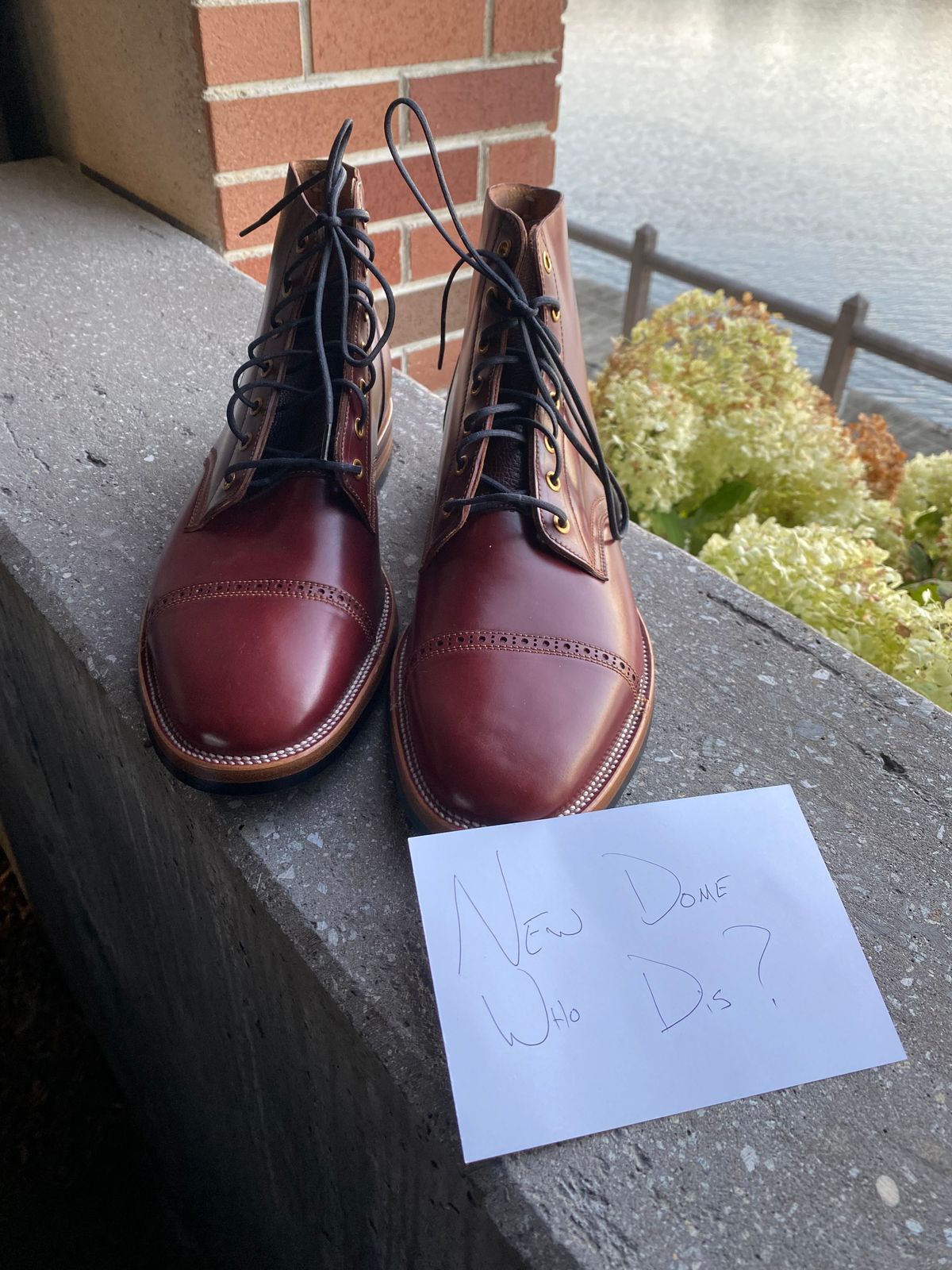Photo by AgEcho on October 1, 2025 of the Iron Boots Devil Dog in Maryam Ruggine Shell Cordovan.