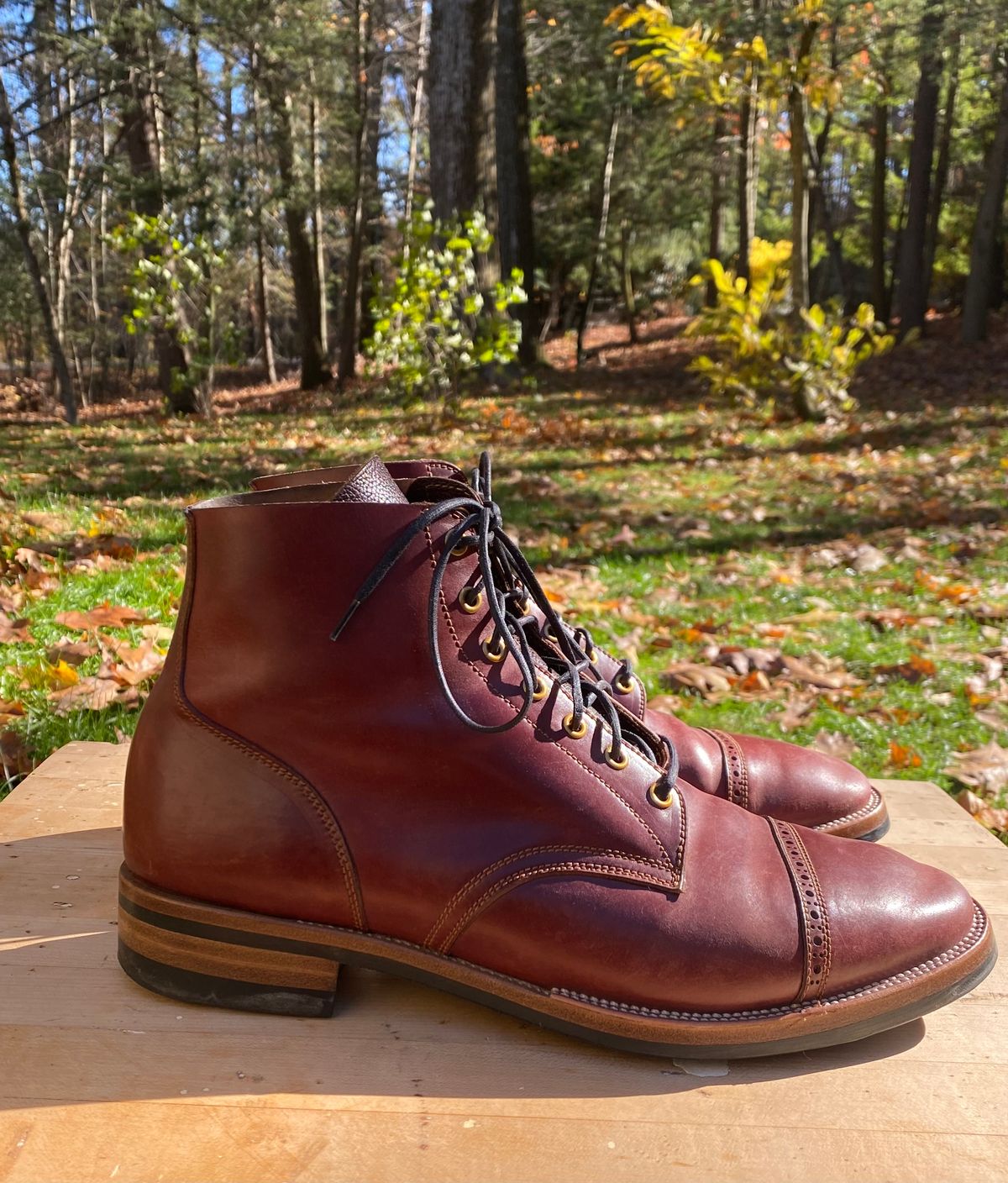 Photo by AgEcho on November 1, 2025 of the Iron Boots Devil Dog in Maryam Ruggine Shell Cordovan.