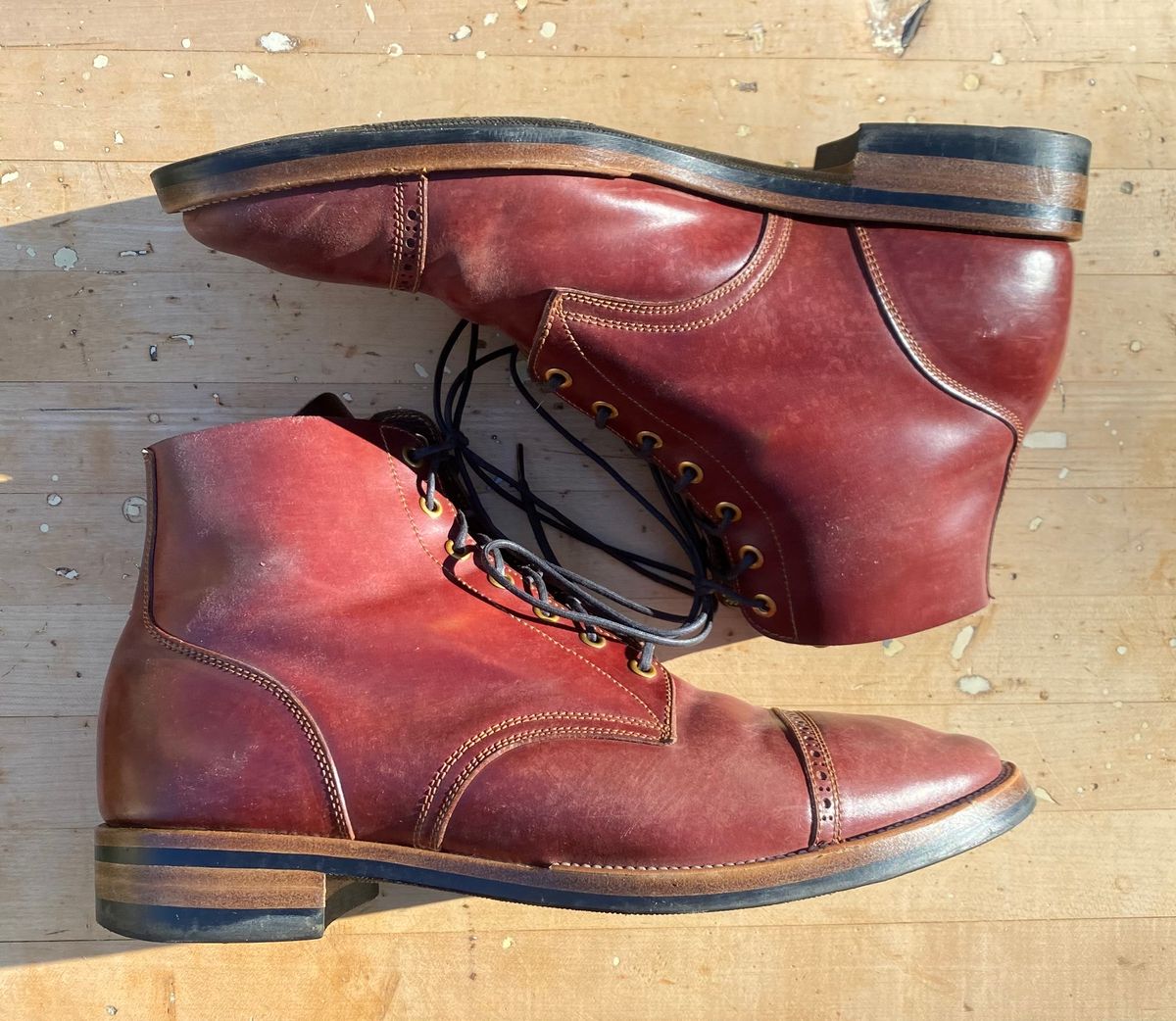 Photo by AgEcho on December 1, 2025 of the Iron Boots Devil Dog in Maryam Ruggine Shell Cordovan.