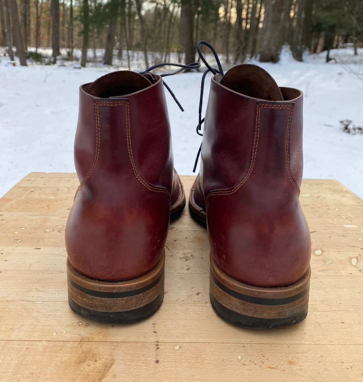 Photo by AgEcho on December 26, 2025 of the Iron Boots Devil Dog in Maryam Ruggine Shell Cordovan.