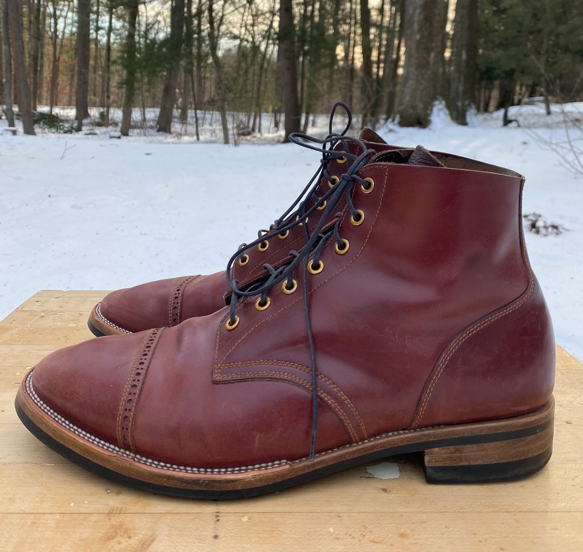 Photo by AgEcho on December 26, 2025 of the Iron Boots Devil Dog in Maryam Ruggine Shell Cordovan.