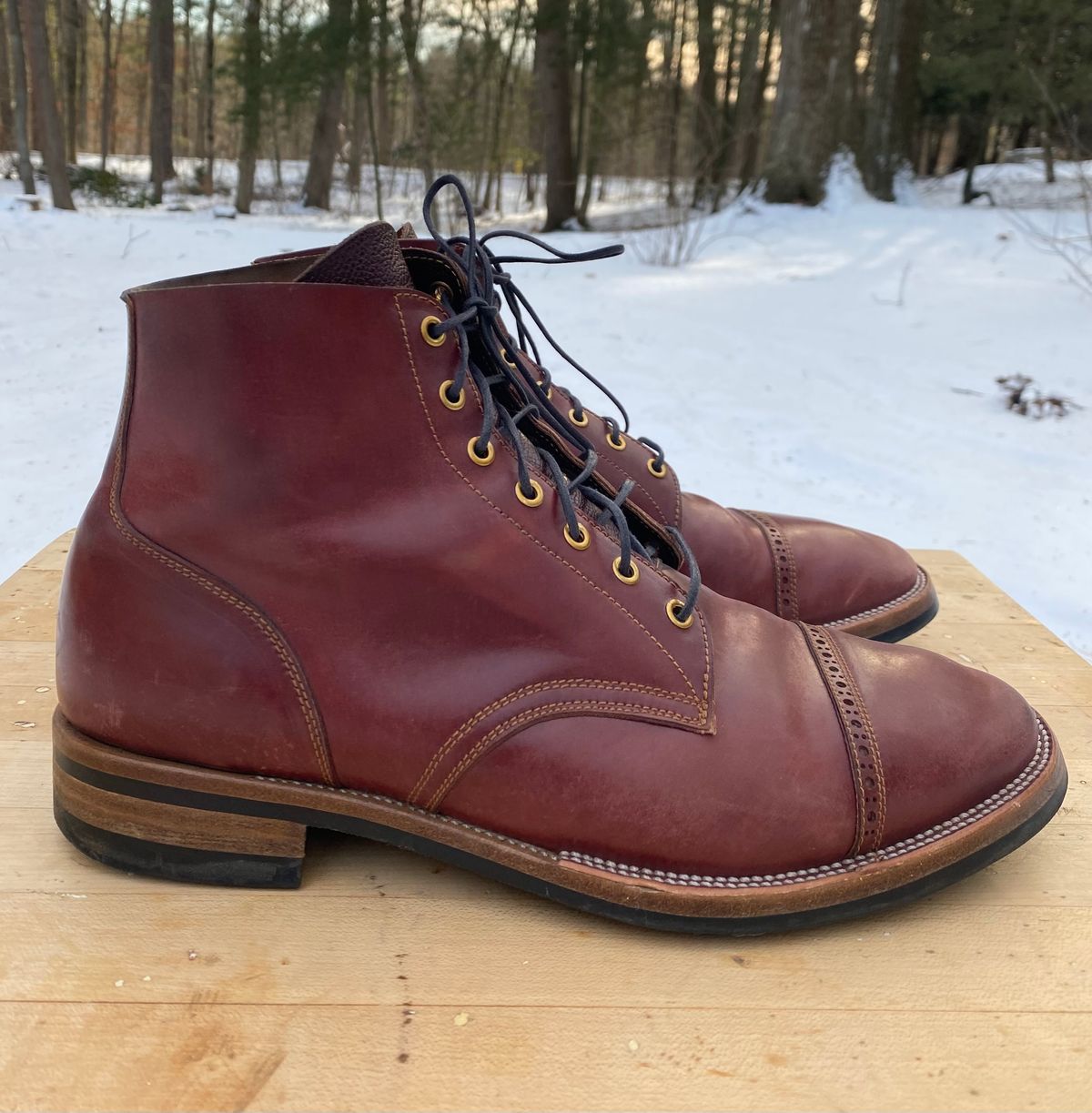 Photo by AgEcho on December 26, 2025 of the Iron Boots Devil Dog in Maryam Ruggine Shell Cordovan.