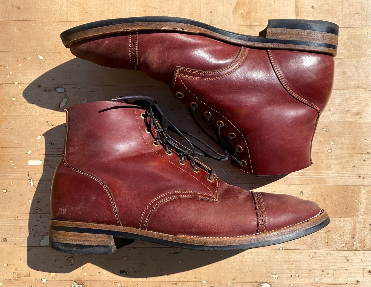 Photo by AgEcho on March 29, 2026 of the Iron Boots Devil Dog in Maryam Ruggine Shell Cordovan.