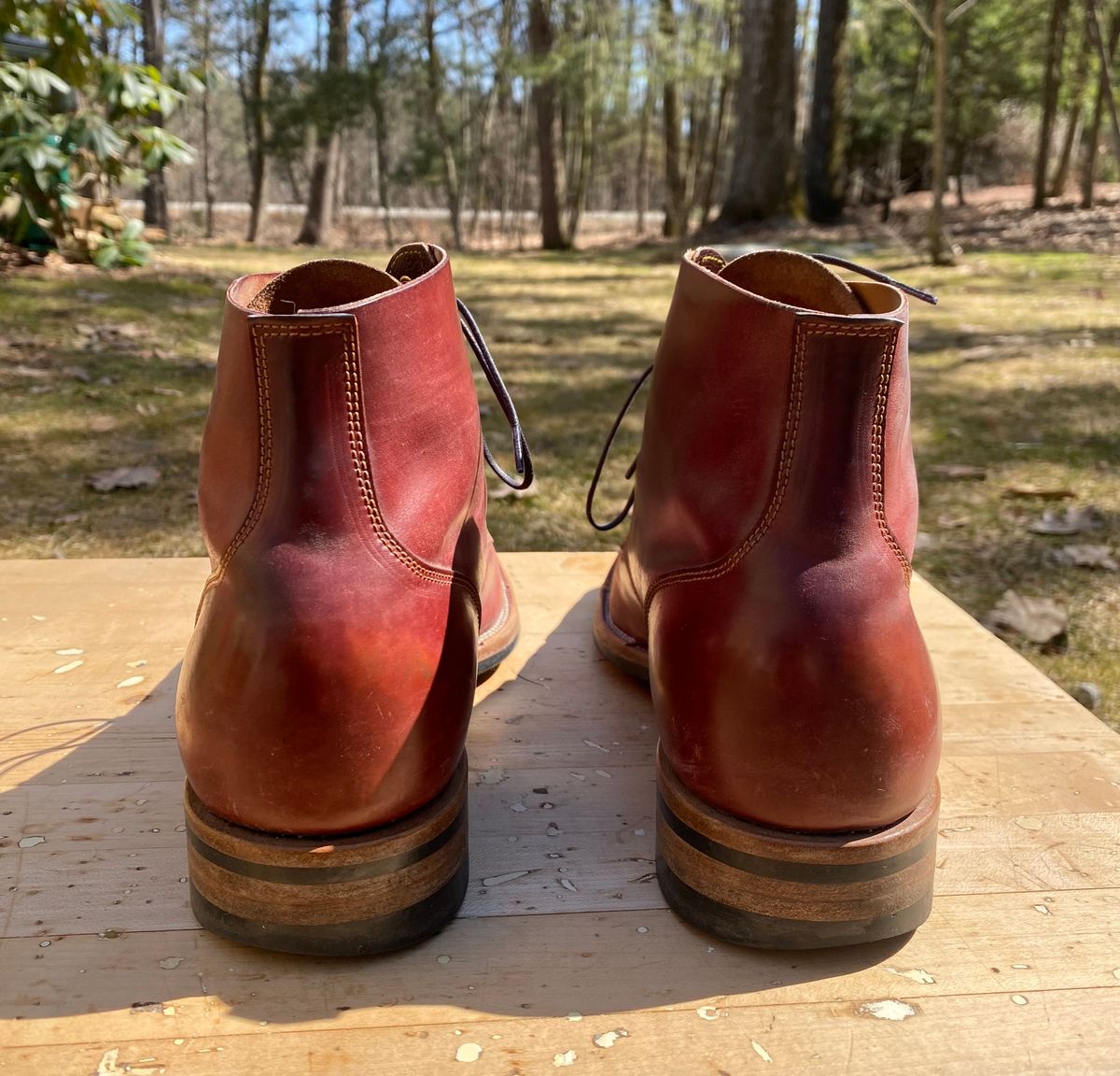 Photo by AgEcho on March 29, 2026 of the Iron Boots Devil Dog in Maryam Ruggine Shell Cordovan.