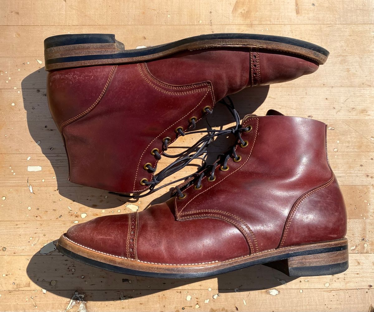 Photo by AgEcho on March 29, 2026 of the Iron Boots Devil Dog in Maryam Ruggine Shell Cordovan.