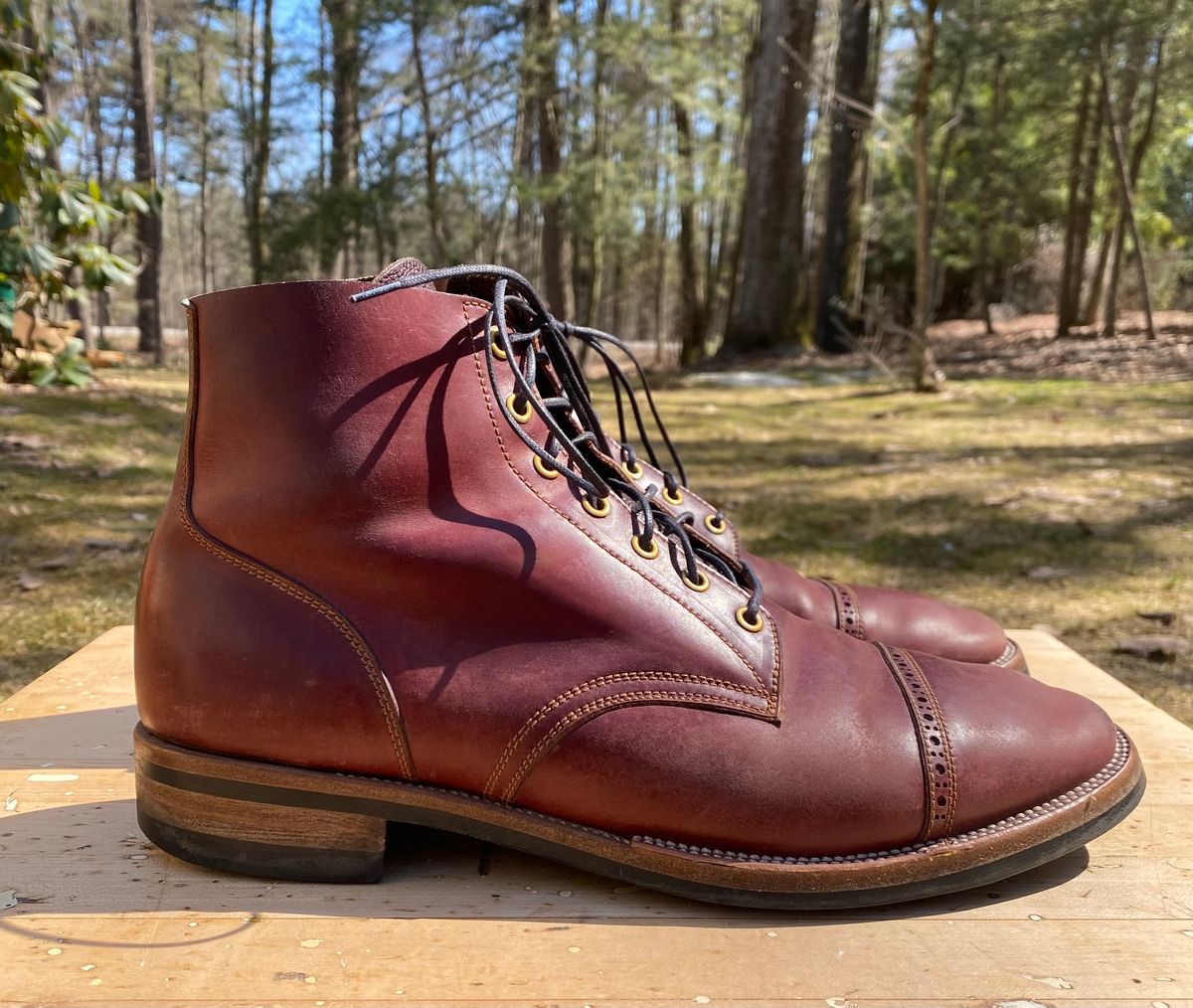 Photo by AgEcho on March 29, 2026 of the Iron Boots Devil Dog in Maryam Ruggine Shell Cordovan.