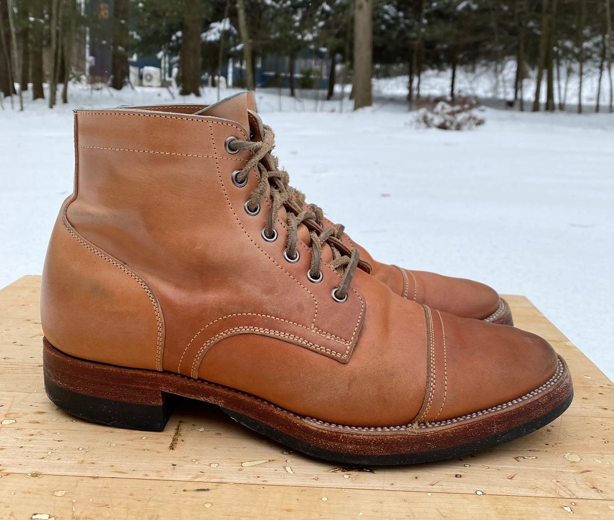Photo by AgEcho on March 1, 2023 of the Tahura Captoelari in Shinki Natural Shell Cordovan.