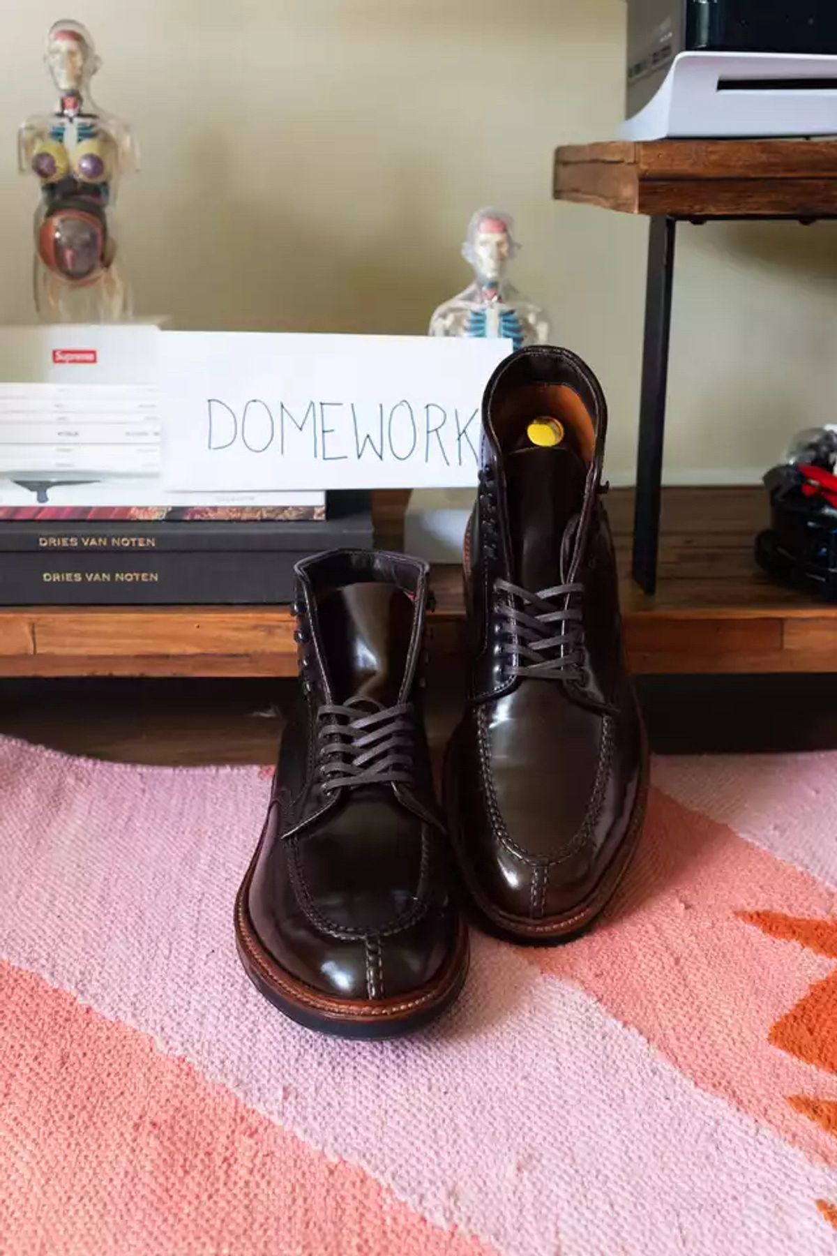 Photo by yallgotbibergs on October 2, 2022 of the Alden Tanker Boot in Horween Cigar Shell Cordovan.