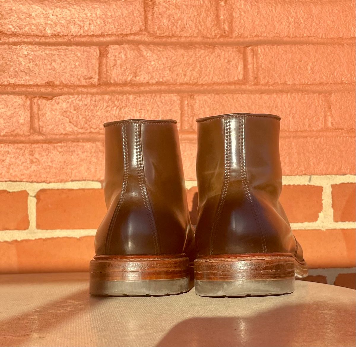 Photo by yallgotbibergs on December 4, 2022 of the Alden Tanker Boot in Horween Cigar Shell Cordovan.