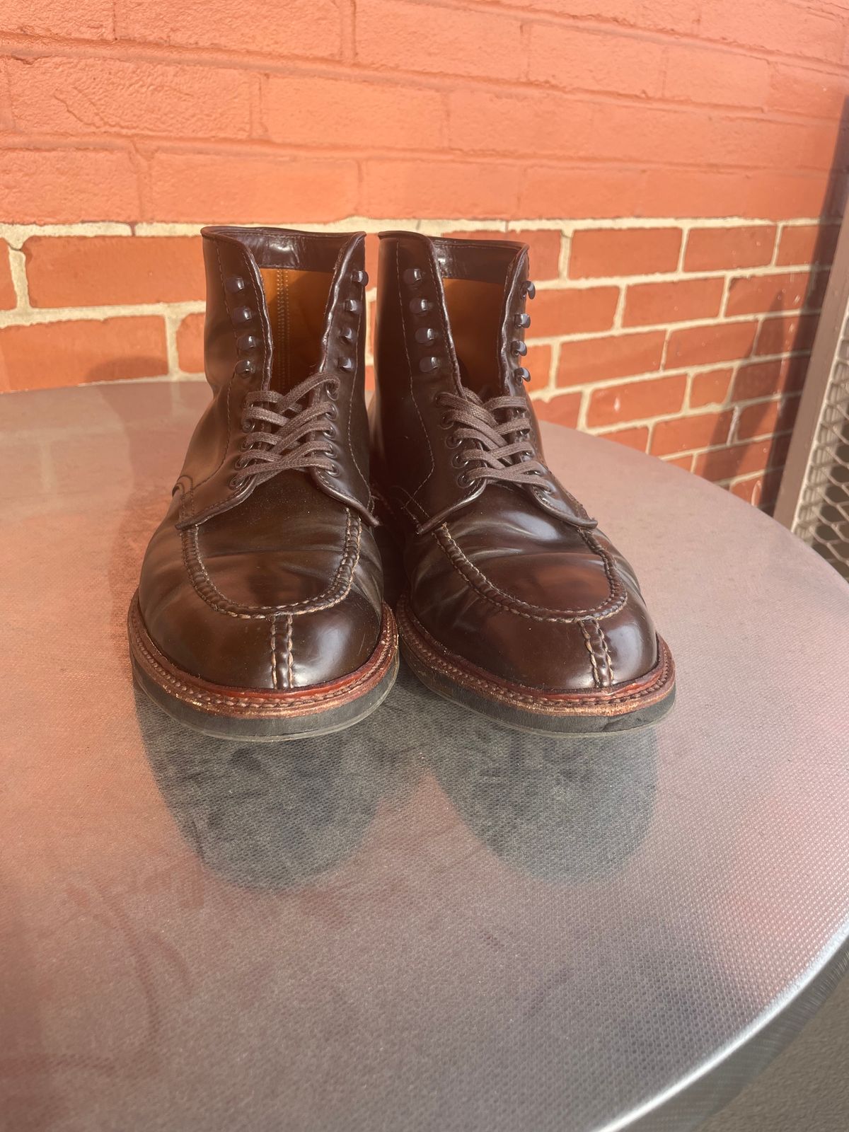Photo by yallgotbibergs on February 2, 2023 of the Alden Tanker Boot in Horween Cigar Shell Cordovan.