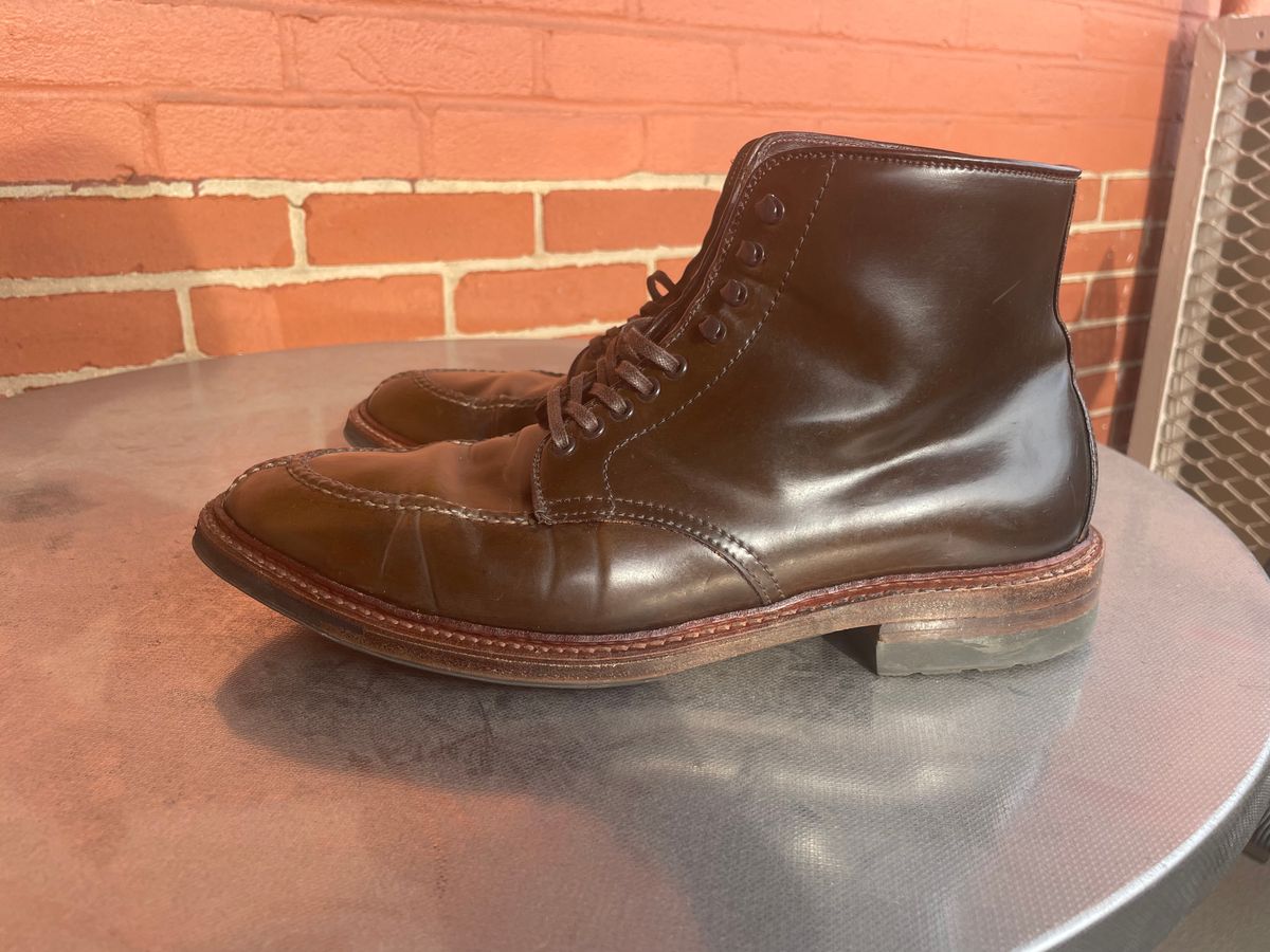Photo by yallgotbibergs on February 2, 2023 of the Alden Tanker Boot in Horween Cigar Shell Cordovan.