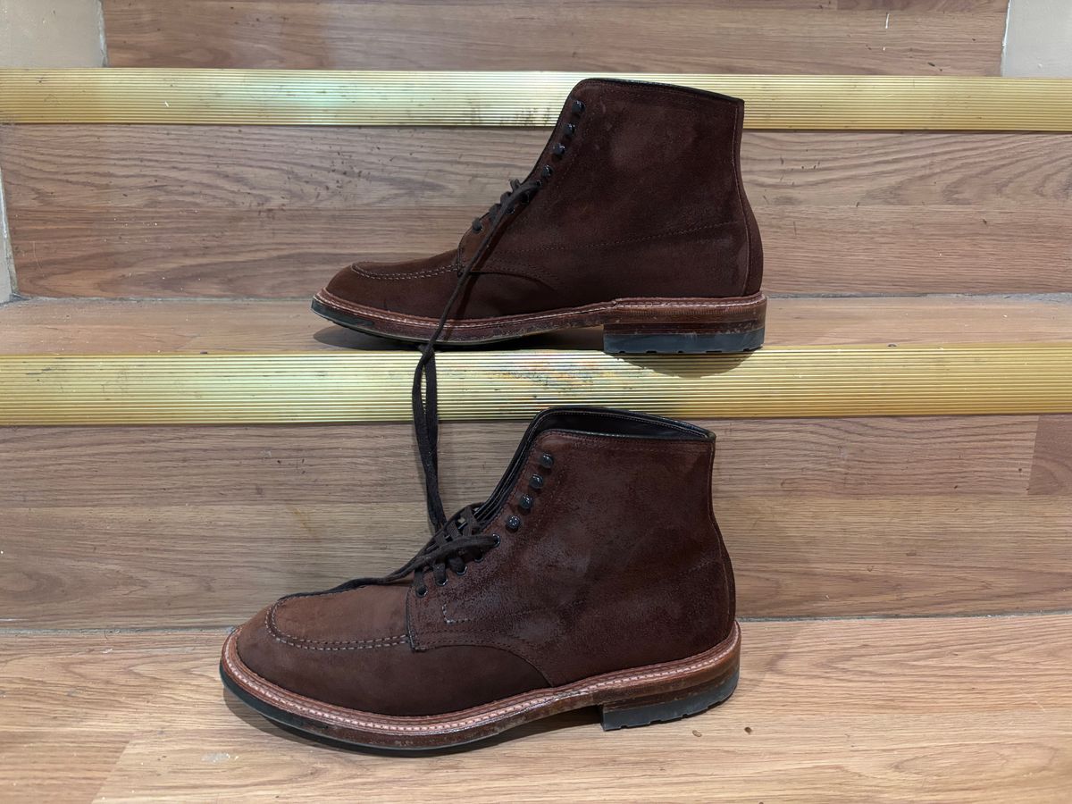 Photo by njpluta on January 5, 2026 of the Alden Indy Boot in Horween Tobacco Chamois Roughout.