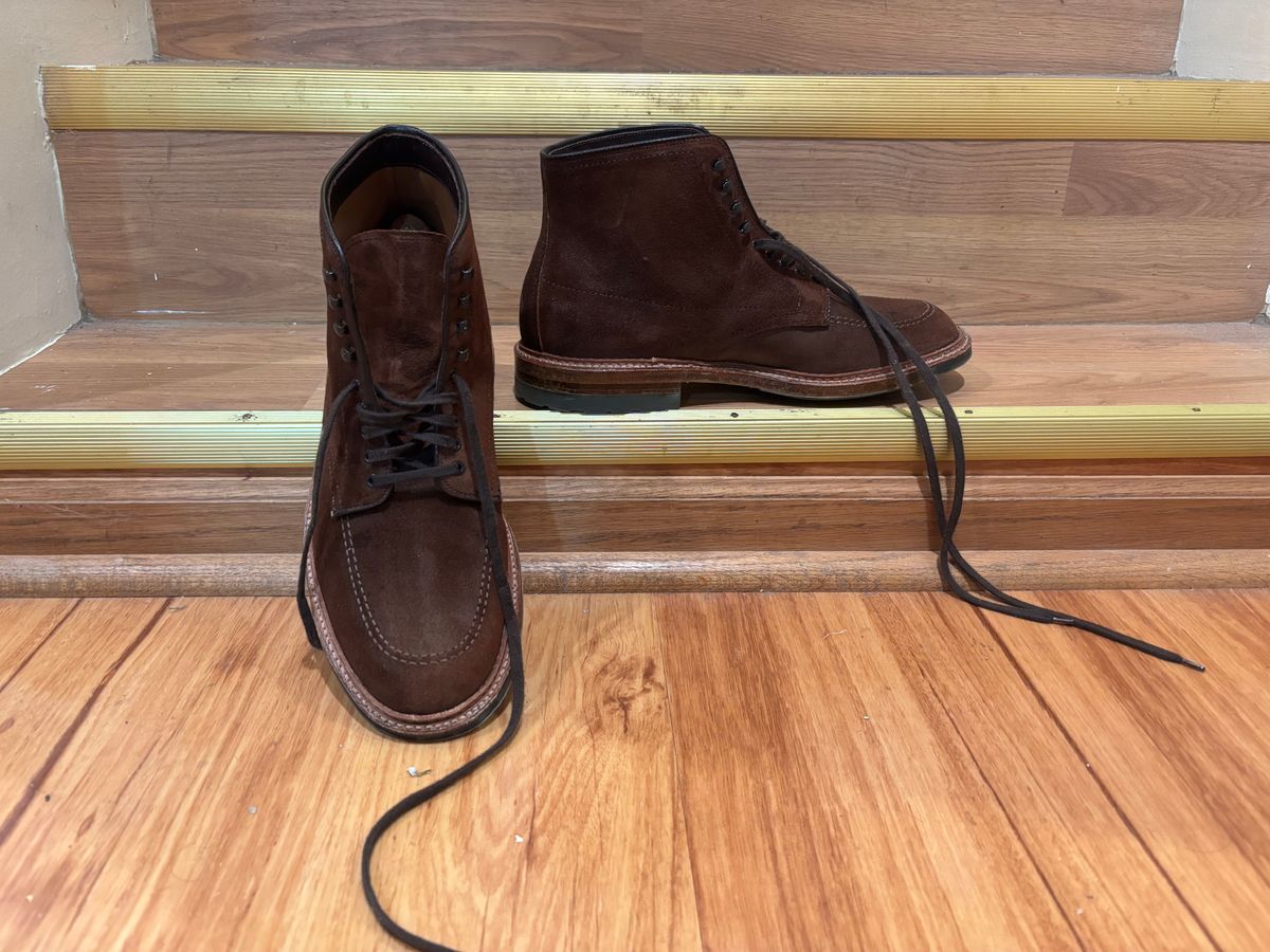 Photo by njpluta on January 5, 2026 of the Alden Indy Boot in Horween Tobacco Chamois Roughout.