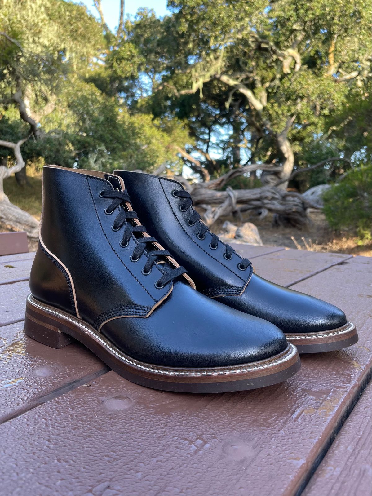 Photo by paoaboot on October 1, 2023 of the John Lofgren M-43 Service Shoes in Shinki Black Teacore Horsebutt.
