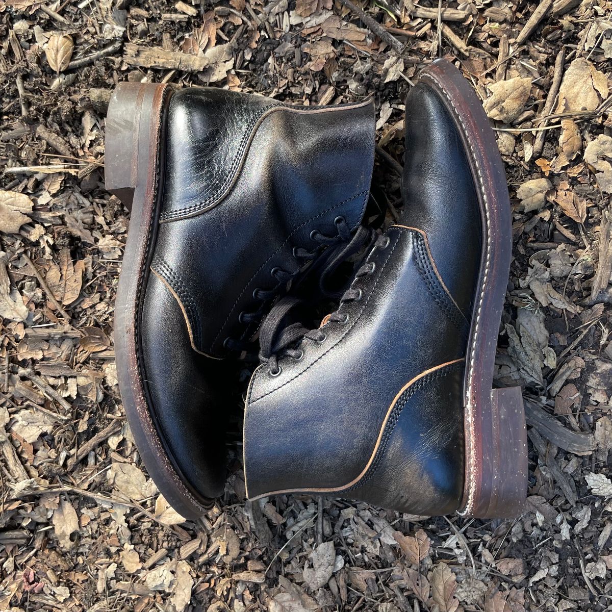 Photo by paoaboot on February 1, 2024 of the John Lofgren M-43 Service Shoes in Shinki Black Teacore Horsebutt.