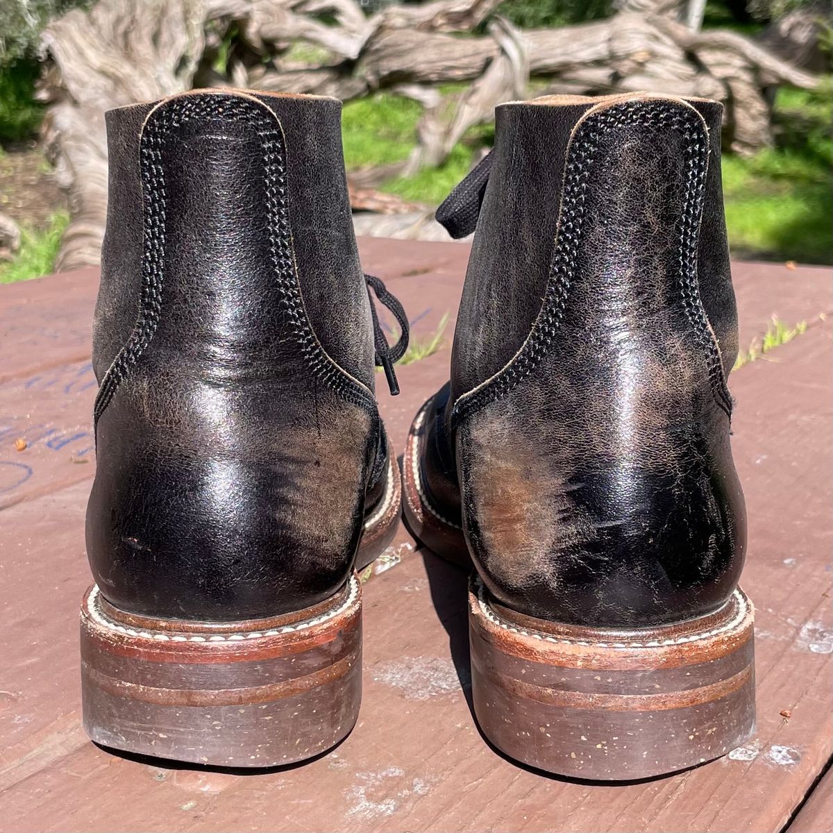Photo by paoaboot on March 2, 2024 of the John Lofgren M-43 Service Shoes in Shinki Black Teacore Horsebutt.