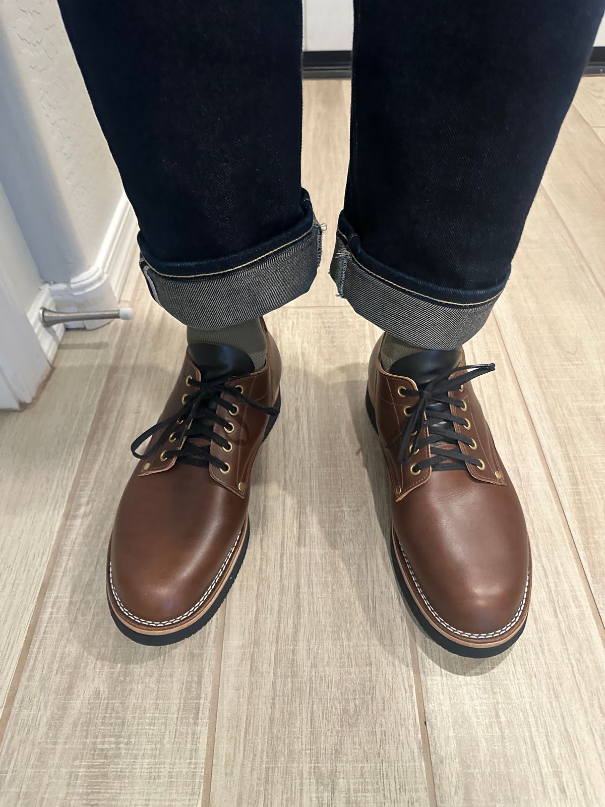 Photo by austinrylees on May 13, 2025 of the New River Boot Quade in Horween Toasted Coconut Latigo.
