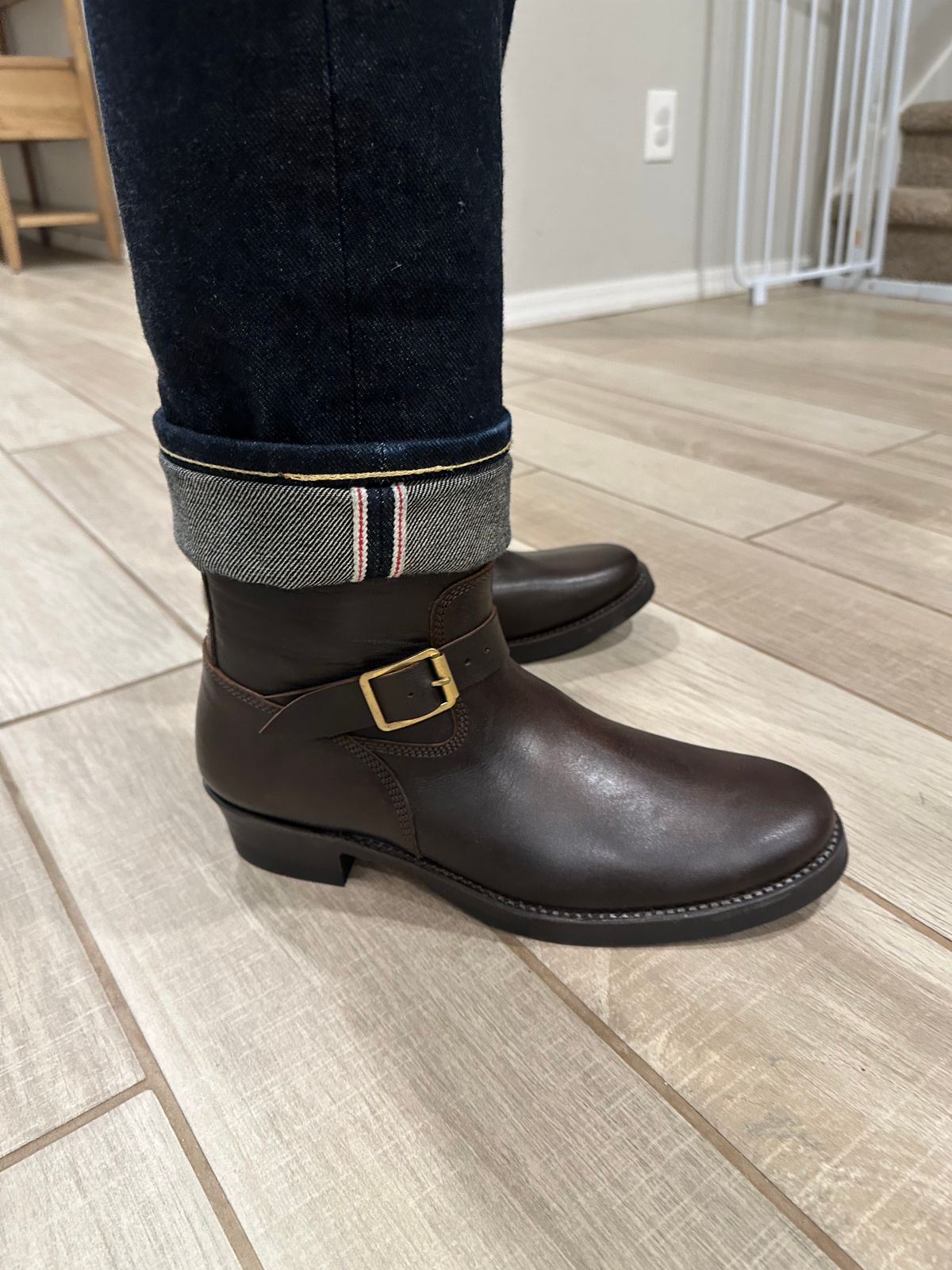 Photo by austinrylees on March 4, 2025 of the Addict Boots AB-01 Engineer Boots in Brown Horsehide.