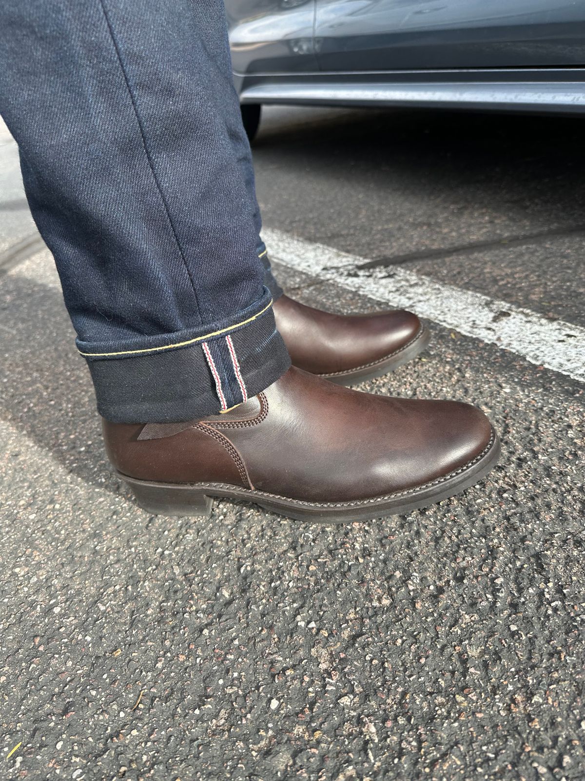Photo by austinrylees on March 11, 2025 of the Addict Boots AB-01 Engineer Boots in Brown Horsehide.