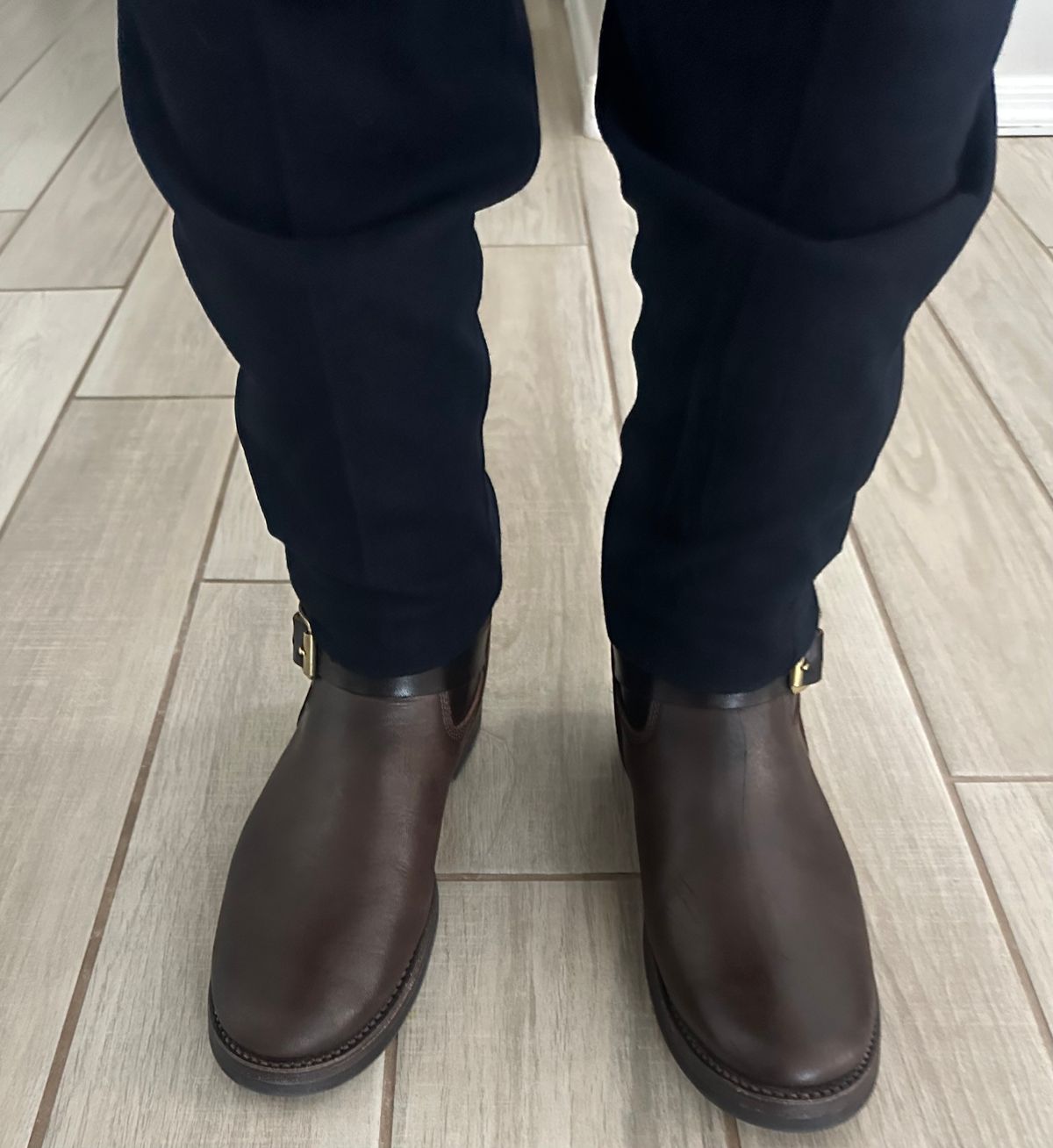 Photo by austinrylees on August 3, 2025 of the Addict Boots AB-01 Engineer Boots in Brown Horsehide.