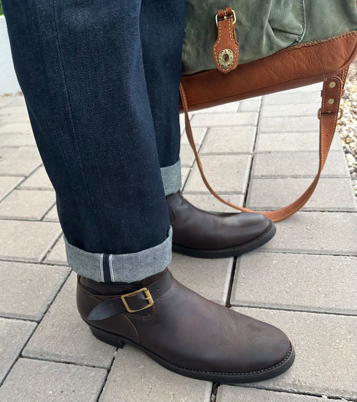 Photo by austinrylees on August 29, 2025 of the Addict Boots AB-01 Engineer Boots in Brown Horsehide.