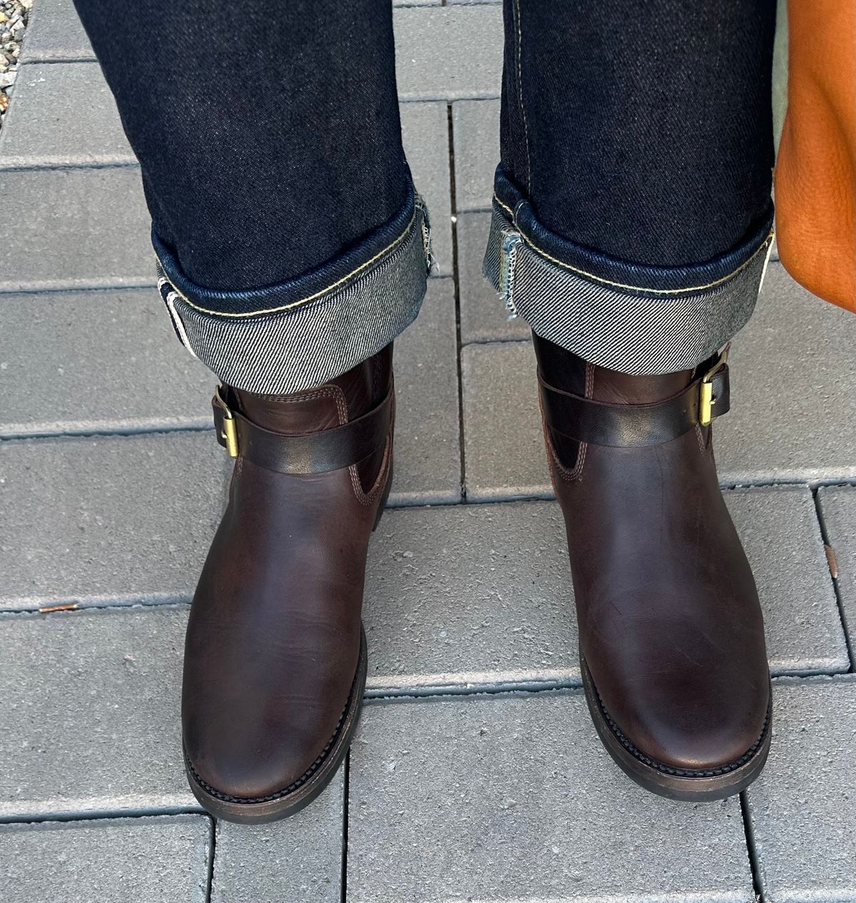 Photo by austinrylees on September 9, 2025 of the Addict Boots AB-01 Engineer Boots in Brown Horsehide.